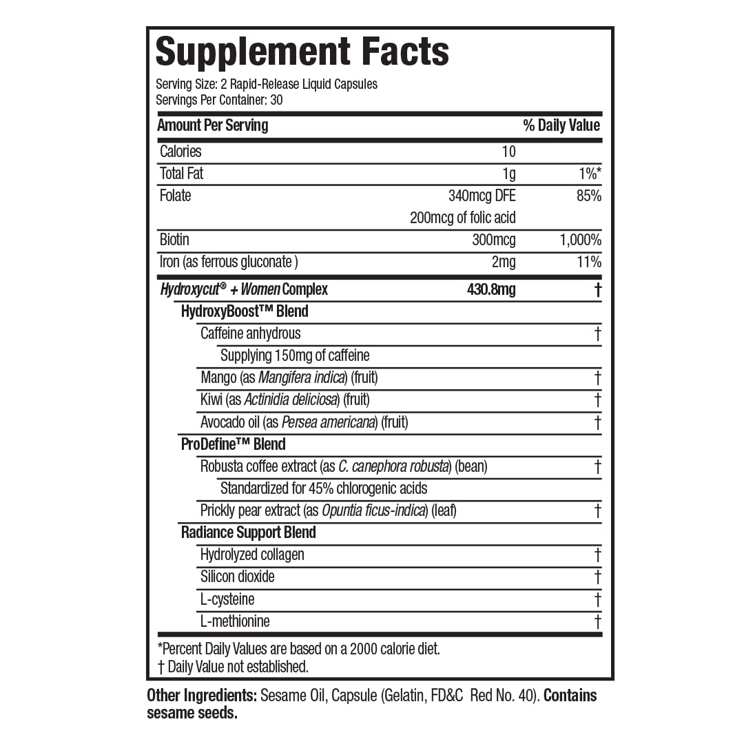Hydroxycut +Women para perder peso y energía femenina