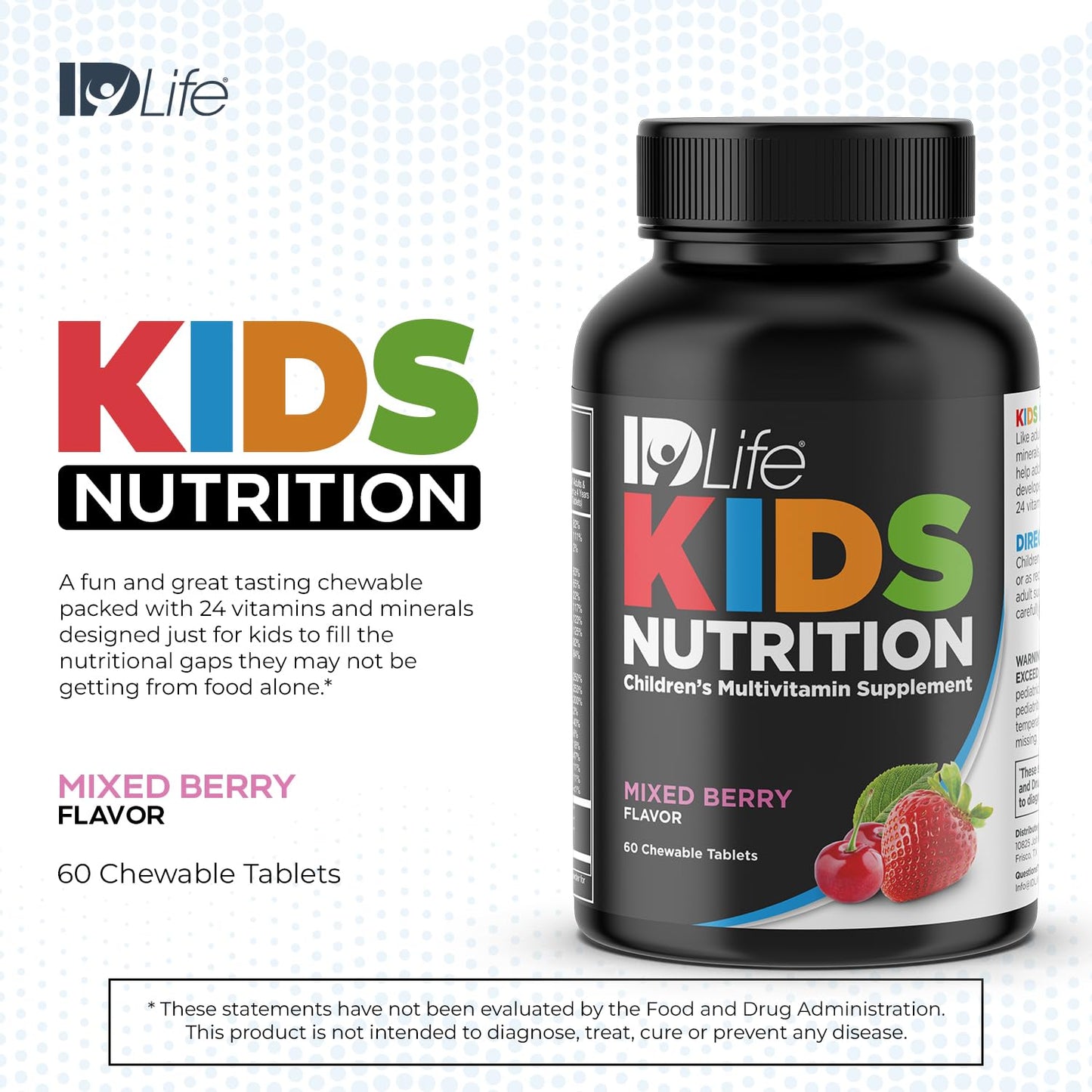 IDLife Divertidas Tabletas Masticables para Niños, Sabor Bayas