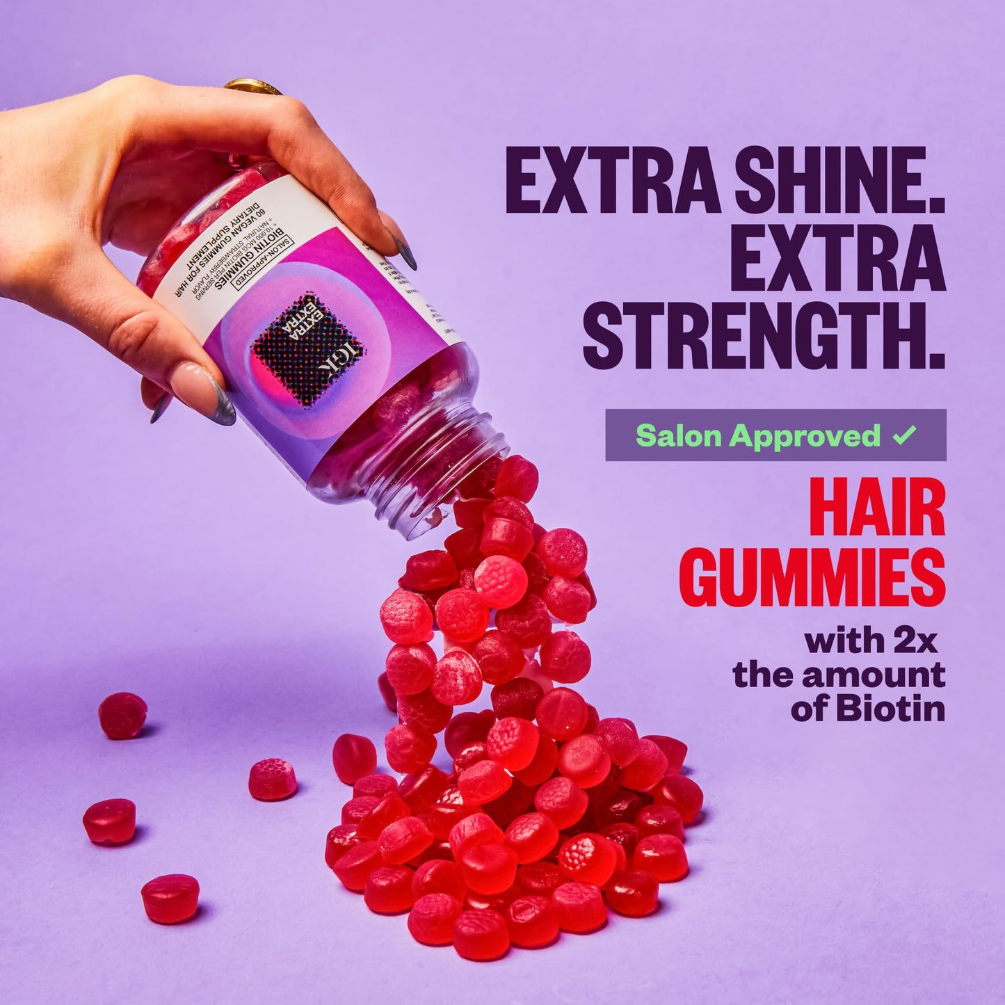 IGK suplemento gomitas rosa biotina cabello piel