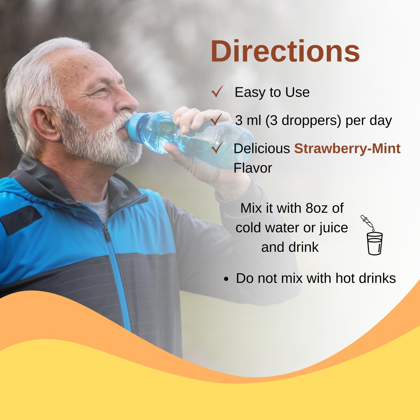 Indicaciones para uso del multivitamínico líquido.