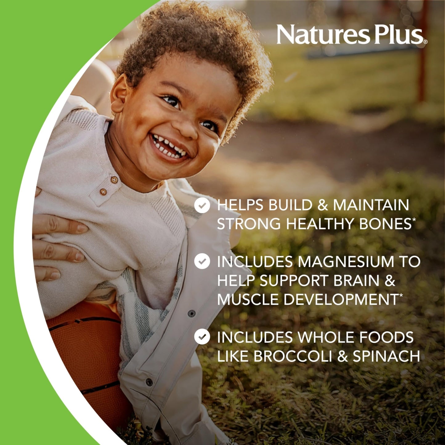 Información nutricional calcio para niños NaturesPlus Animal Parade