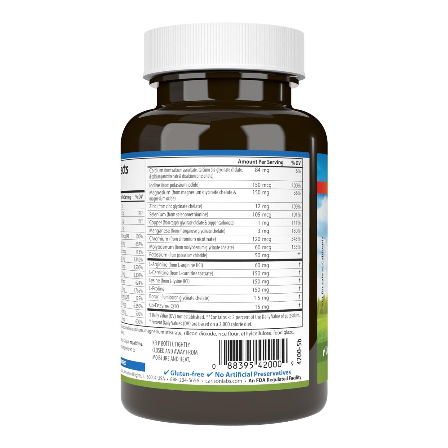 Información nutrimental de Cardio Complete de Carlson