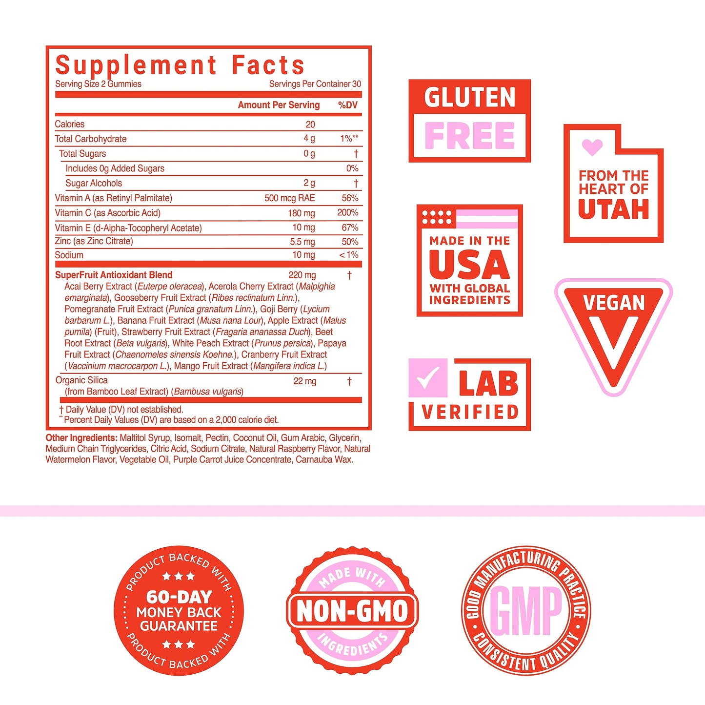 información nutricional de gomitas zhou nutrition superfrutas