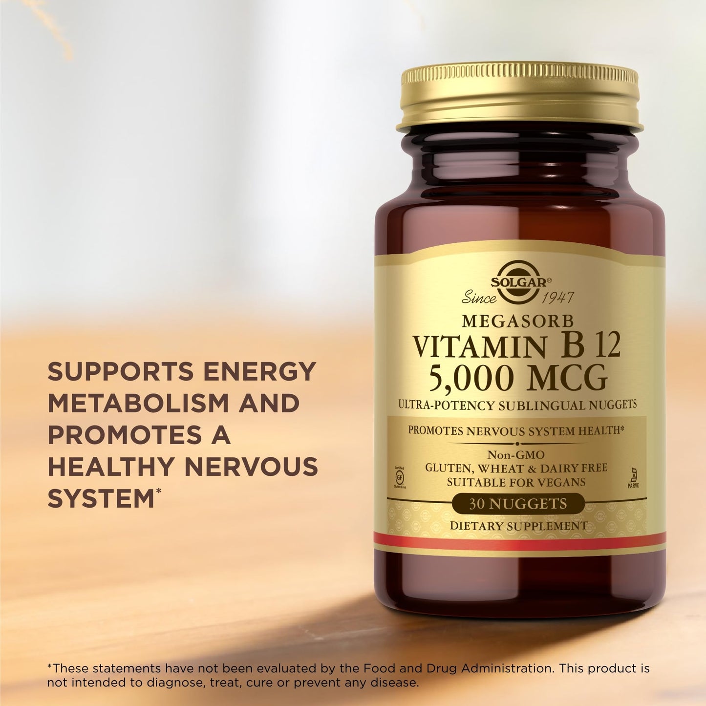 Información nutricional Solgar vitamina B12 5000 mcg sublingual
