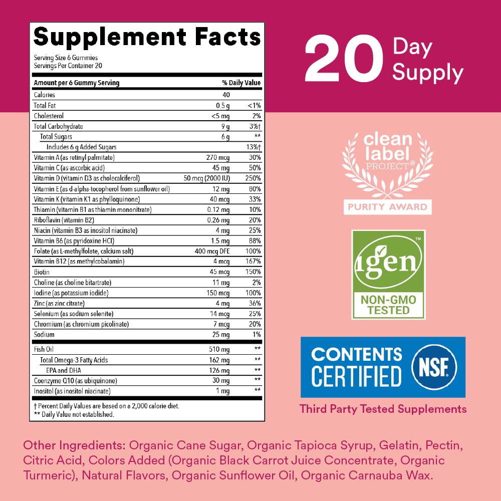 Información de ingredientes en SmartyPants multivitaminas