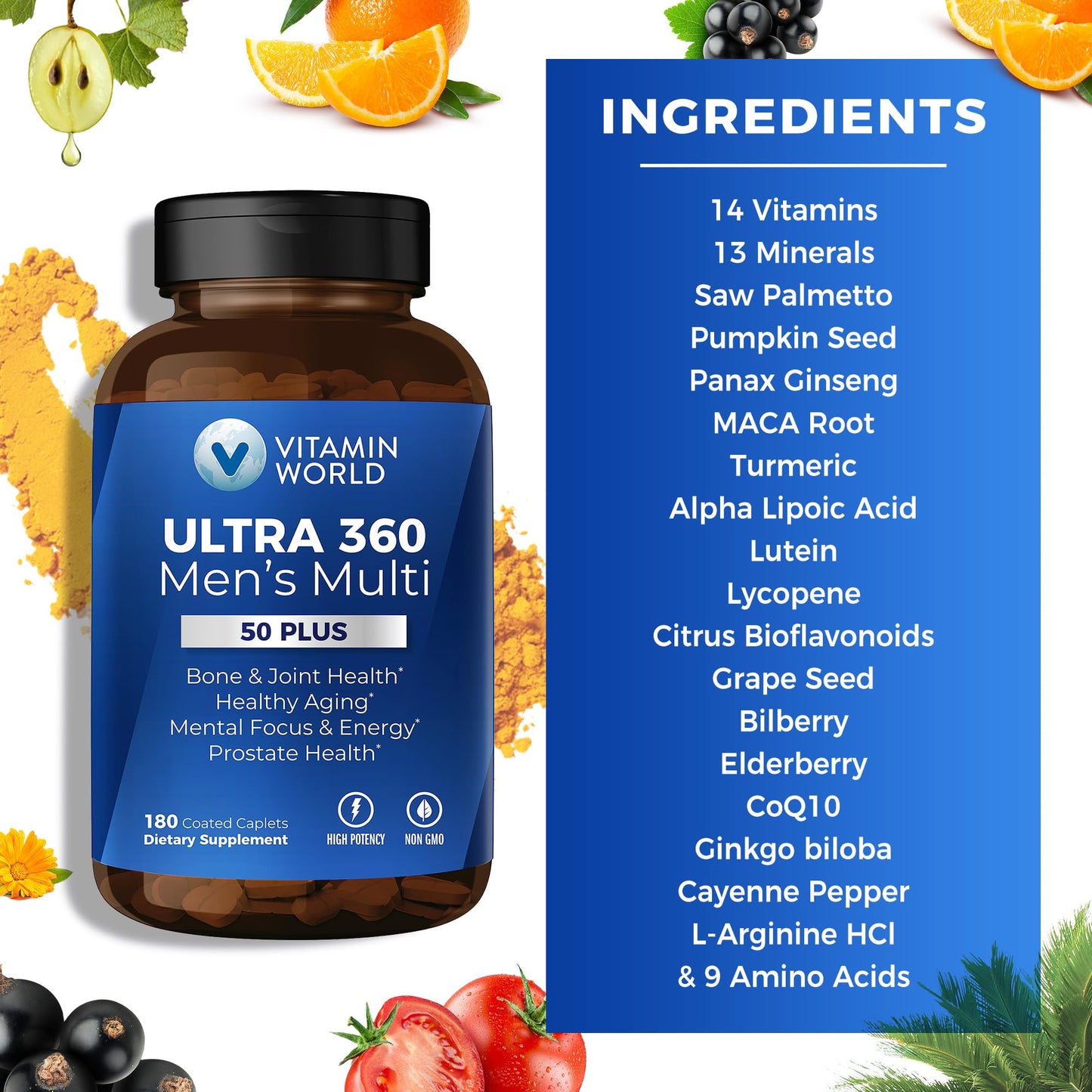 Información de ingredientes del suplemento Vitamin World Ultra 360