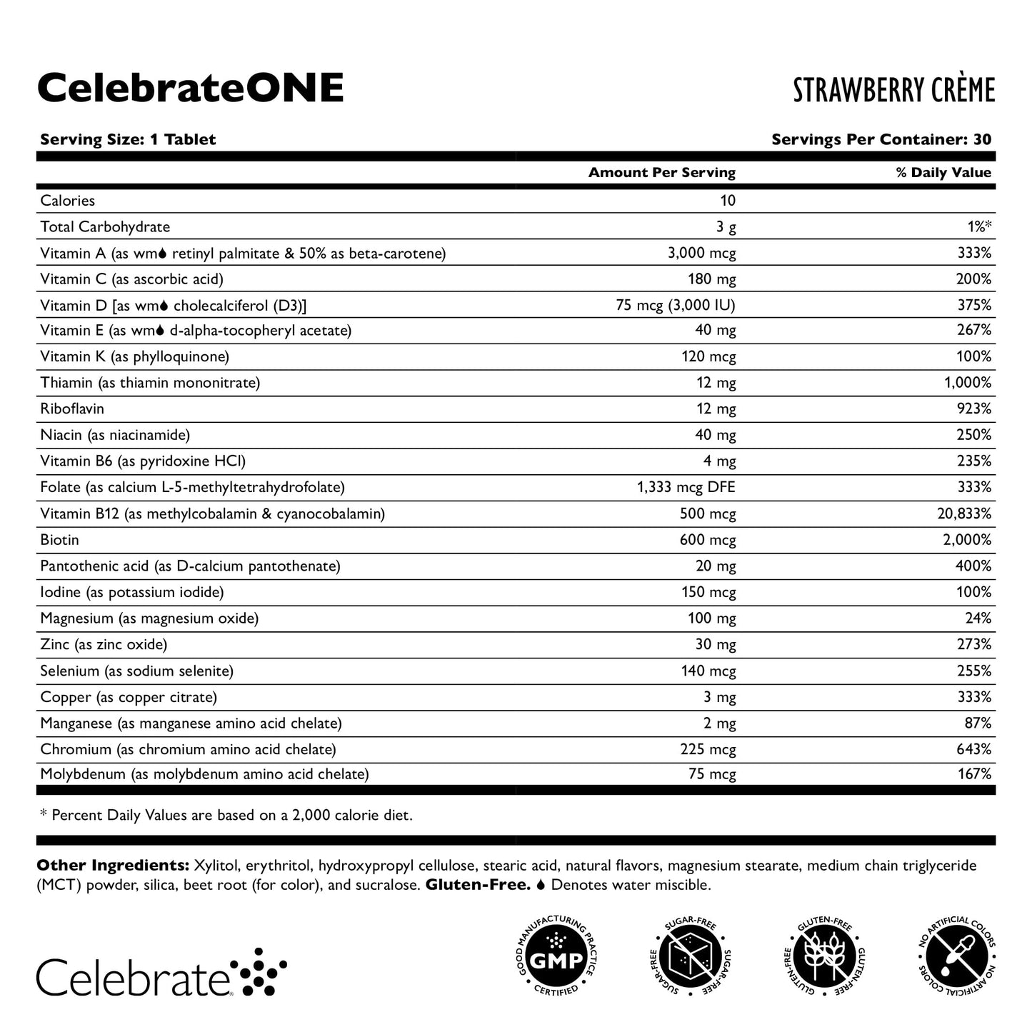 Información nutricional CelebrateONE