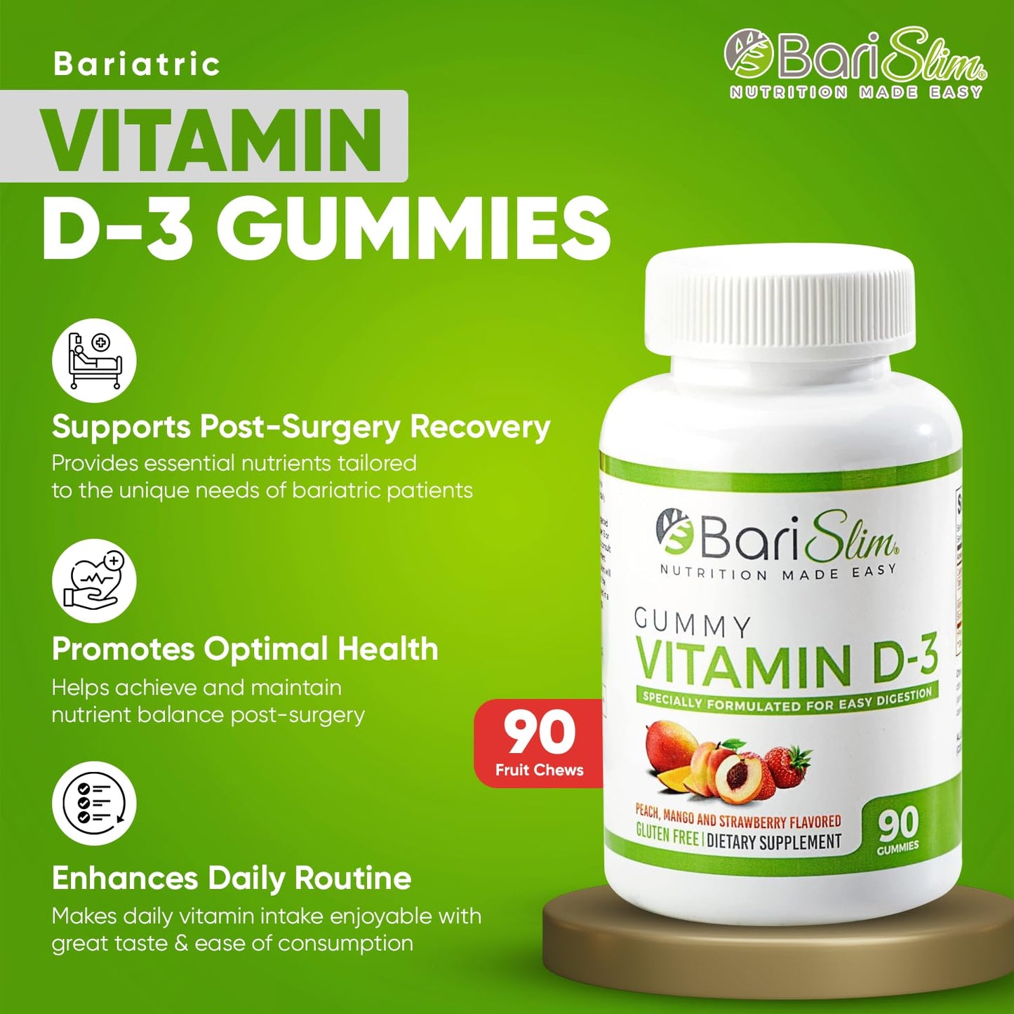 Información nutricional de las gomas multivitamínicas BariSlim