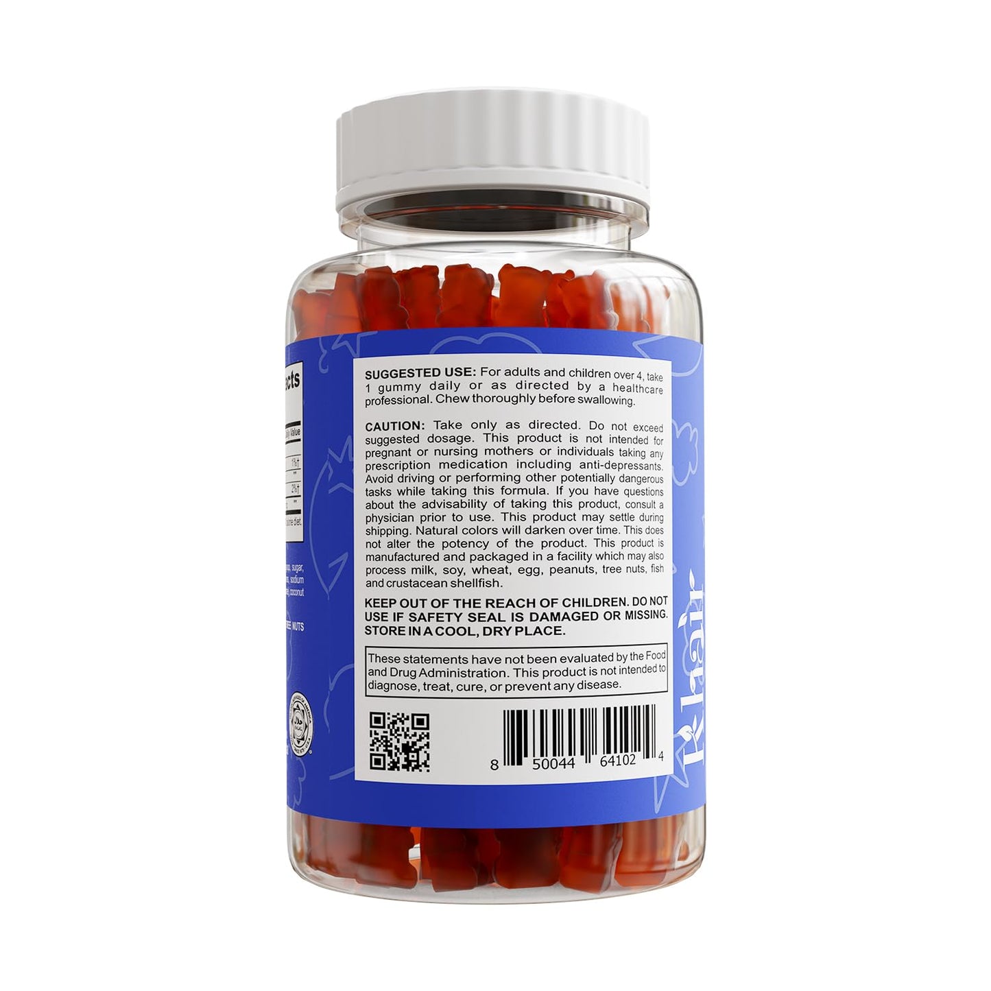 información nutricional de gomitas multivitamínicas Khair