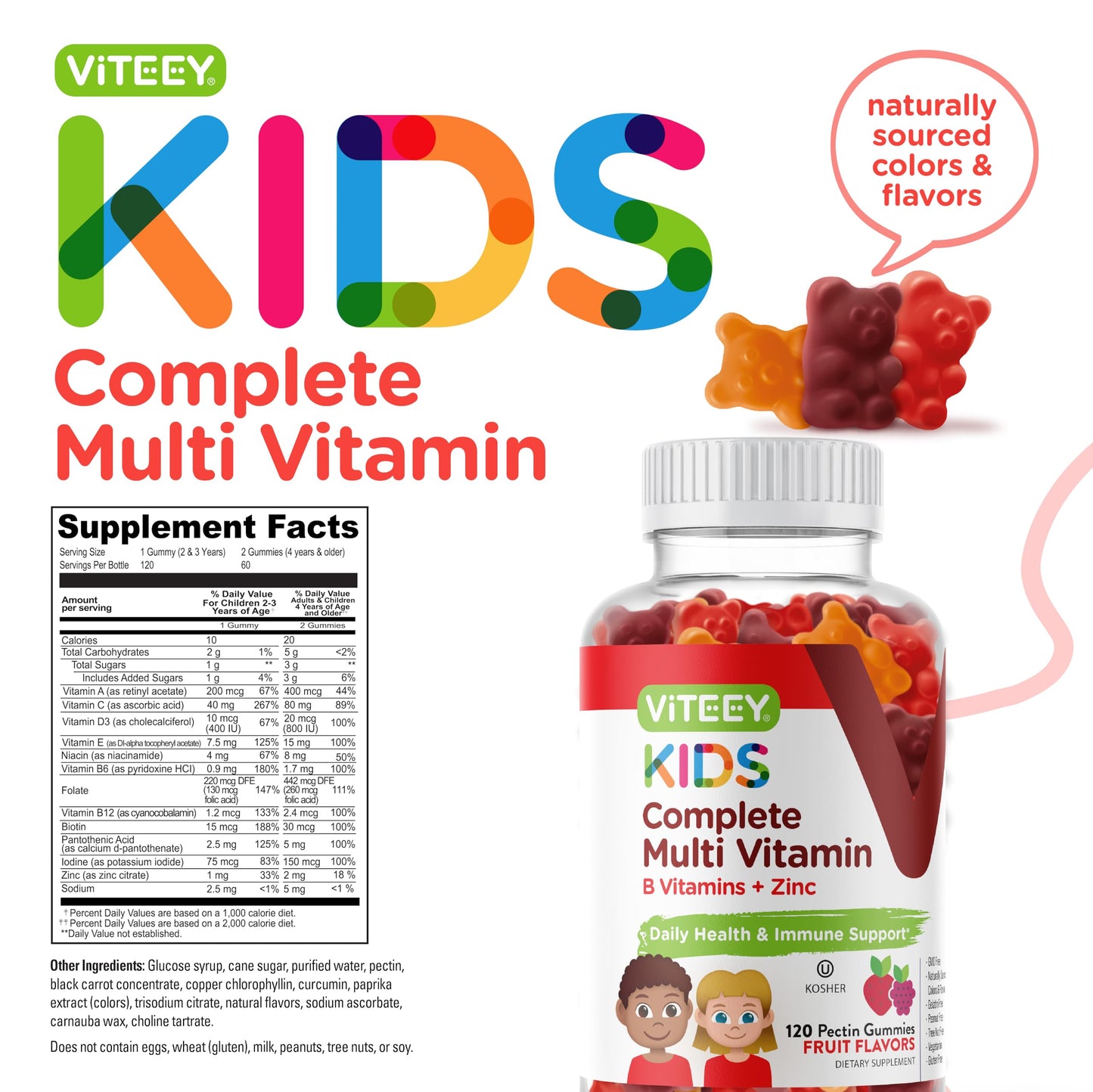 Información nutricional gomitas Viteey