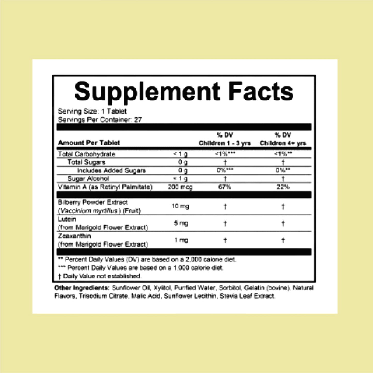 Información nutricional de Healthy Vision SoftMelts