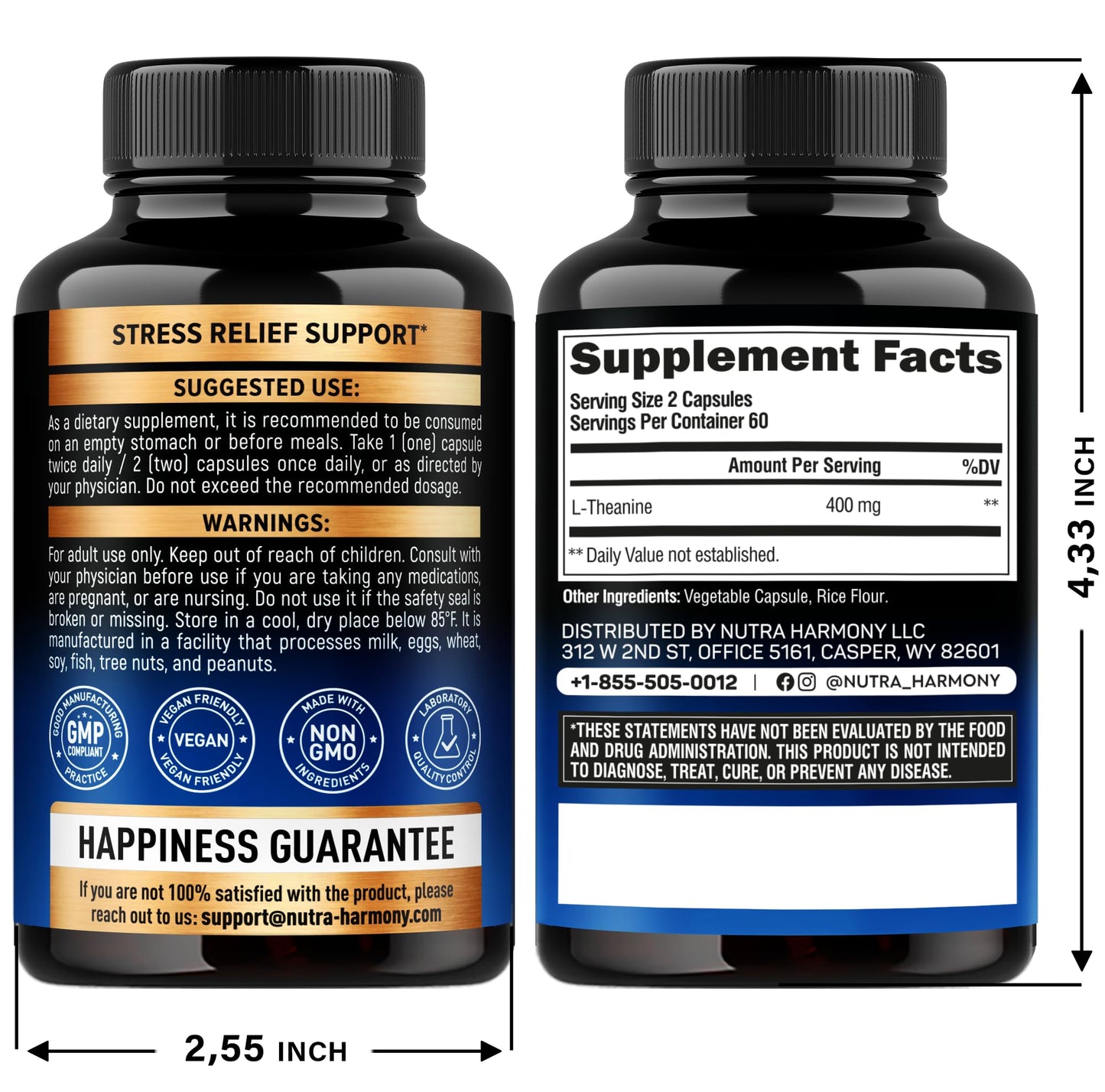 Información nutricional L-Teanina Nutraharmony