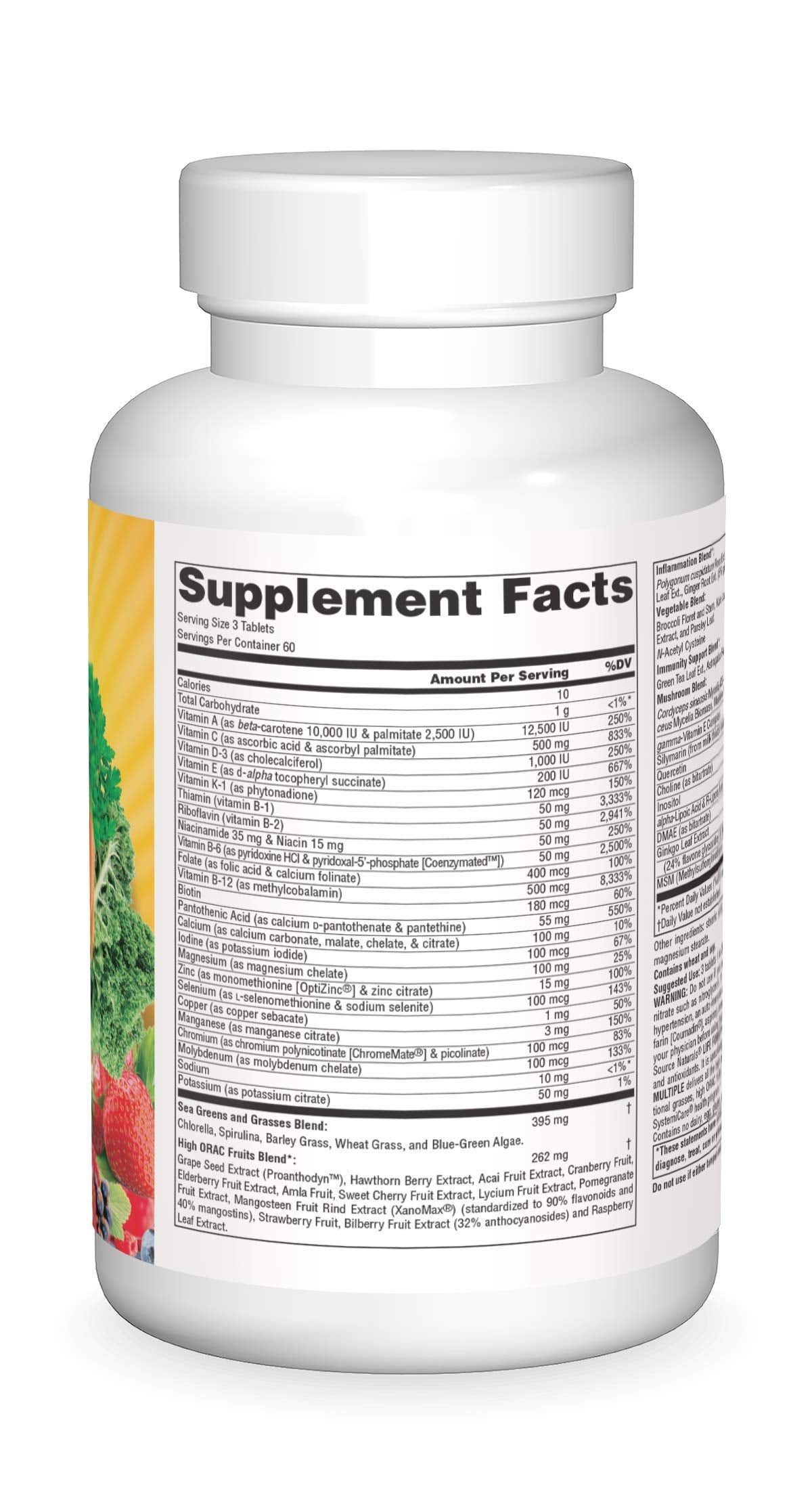 Información nutricional en Life Force Green Multiple
