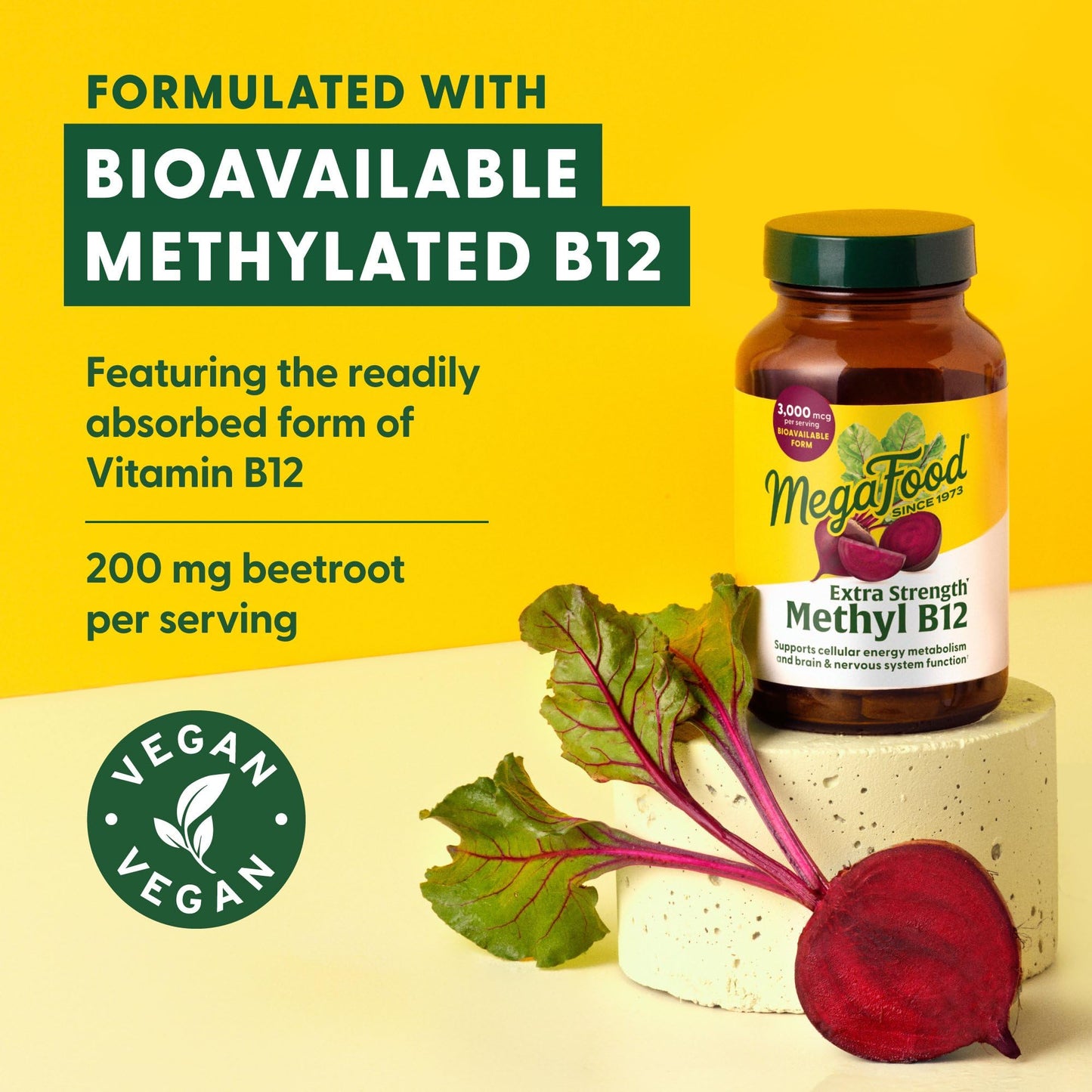 Información nutricional MegaFood Metil B12 potentes