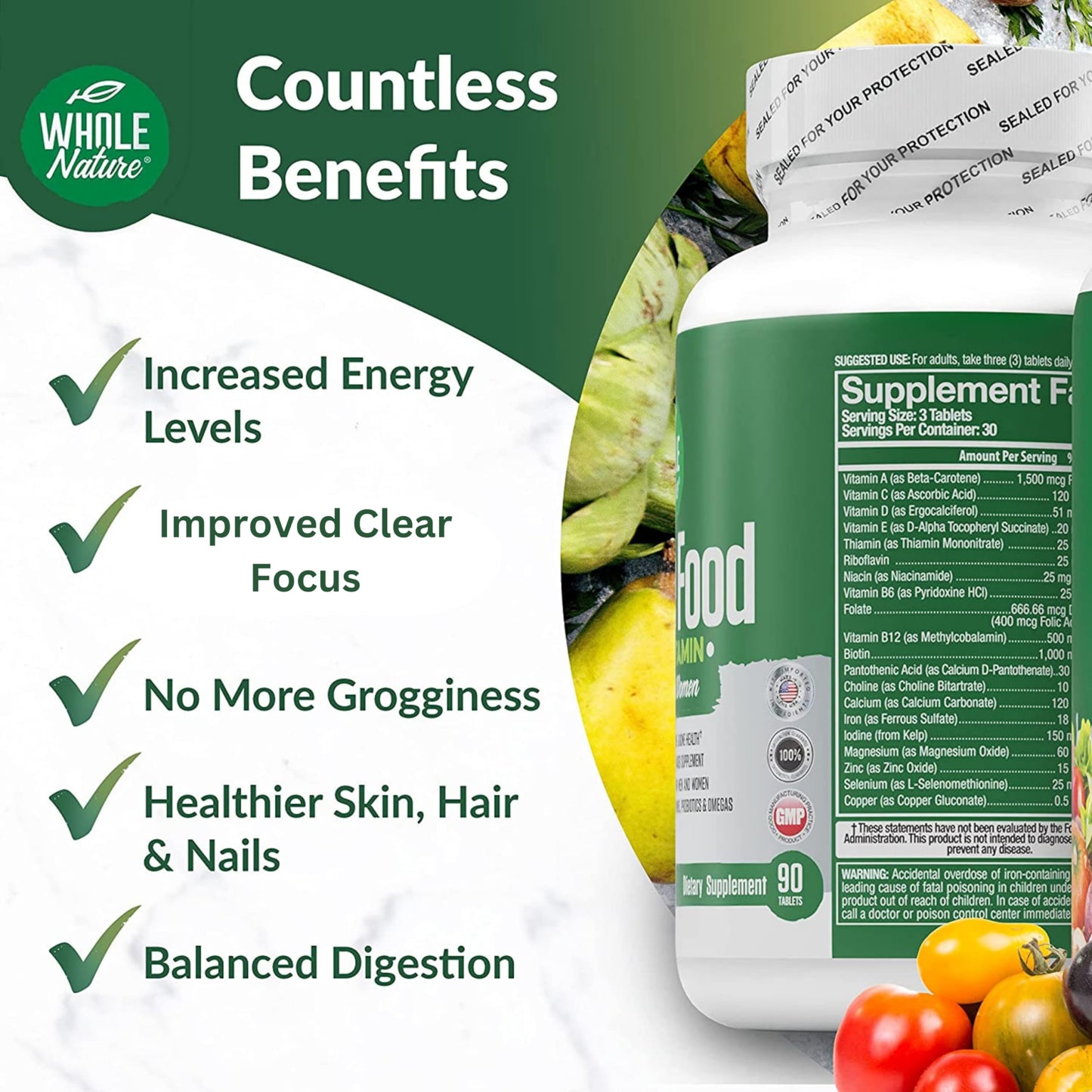 Información nutricional del multivitamínico