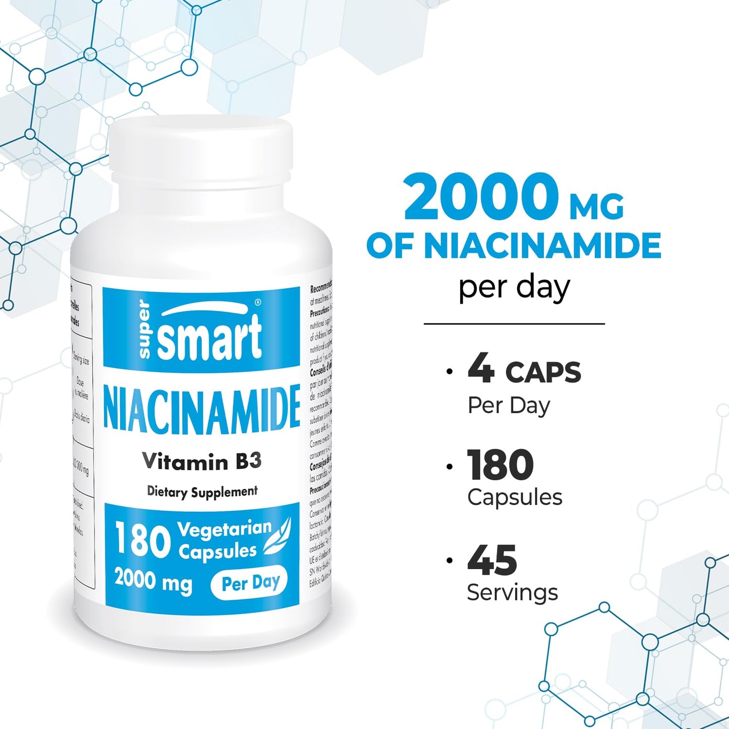Información nutricional niacinamida Supersmart 2000mg
