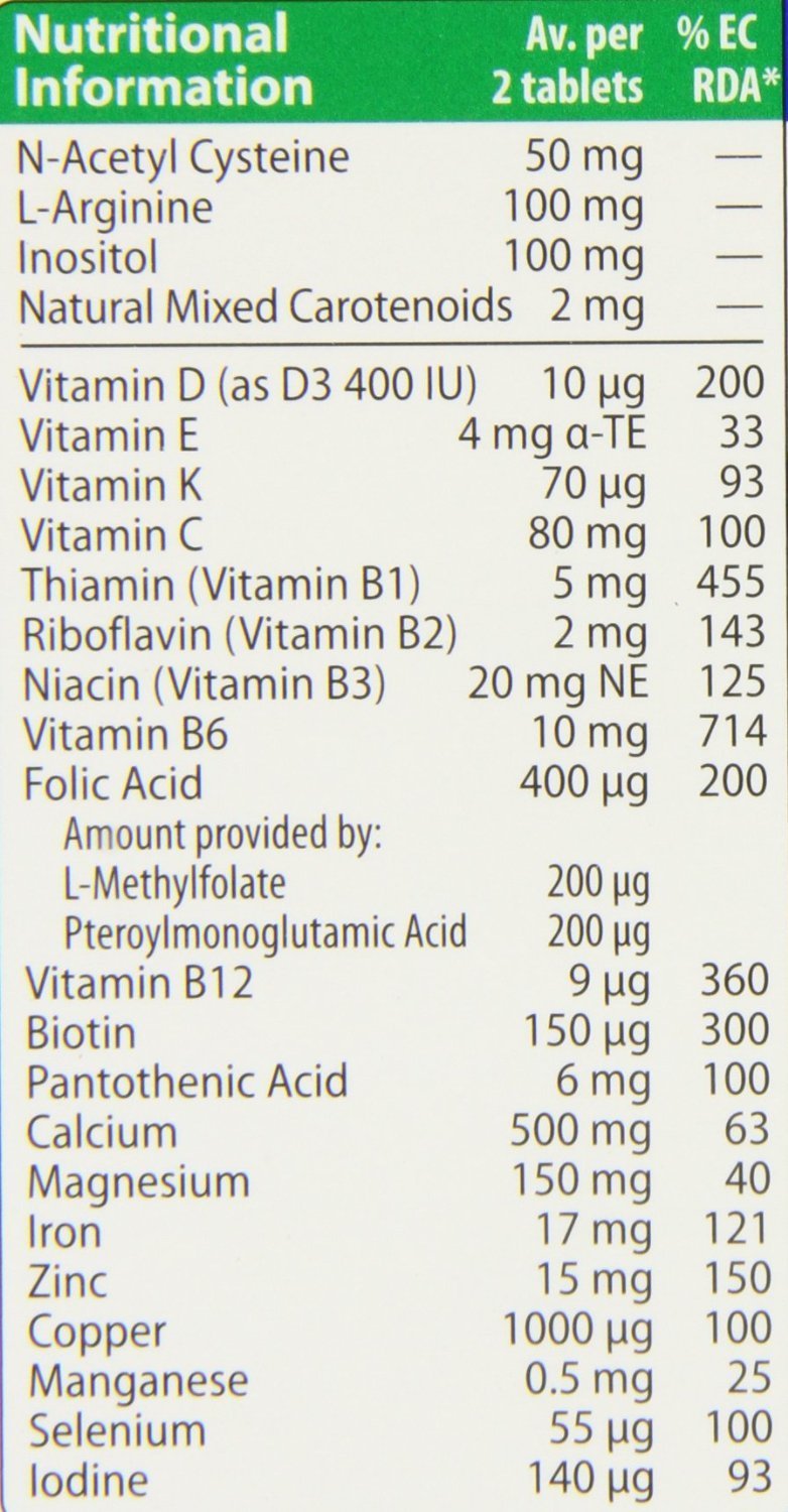 Información nutricional de Pregnacare Max para soporte durante el embarazo