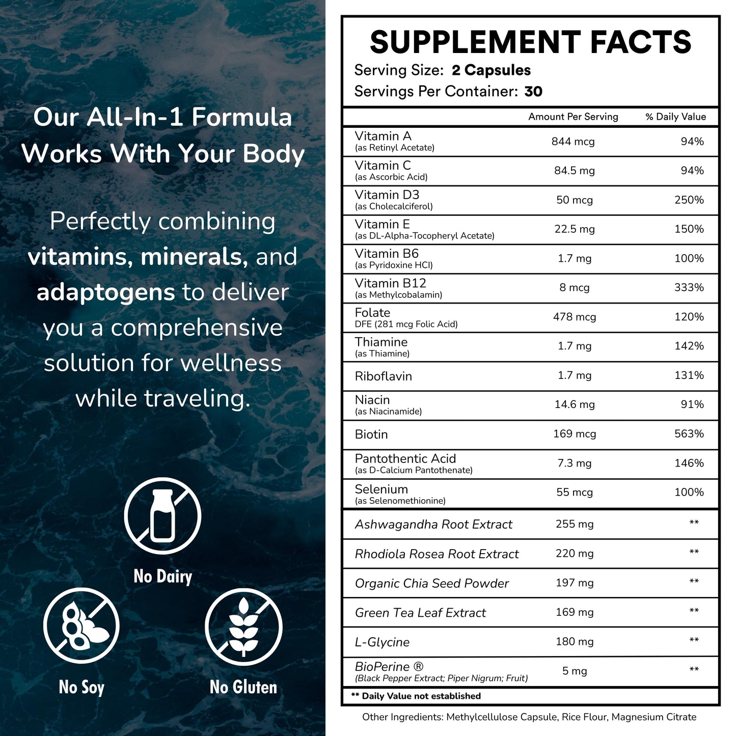 Lata de suplemento con información nutricional