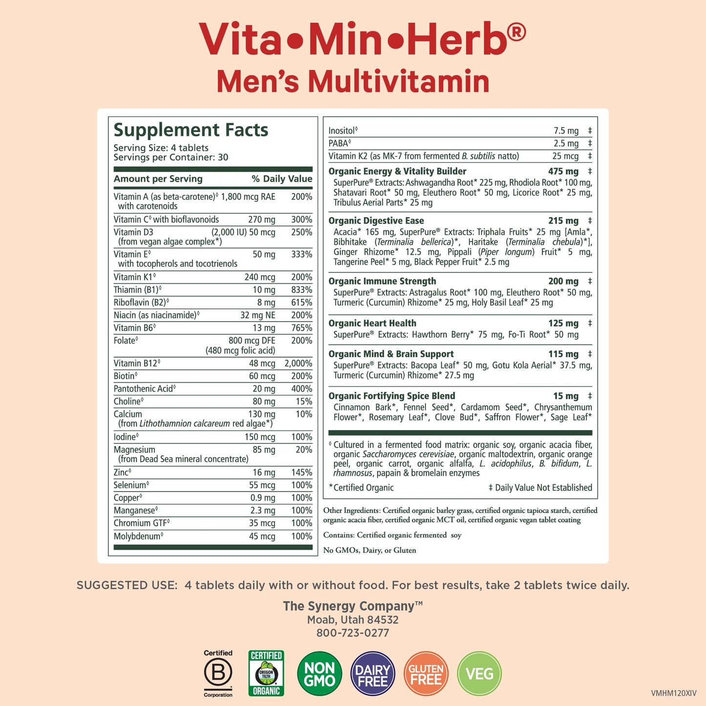 Información nutricional de las tabletas