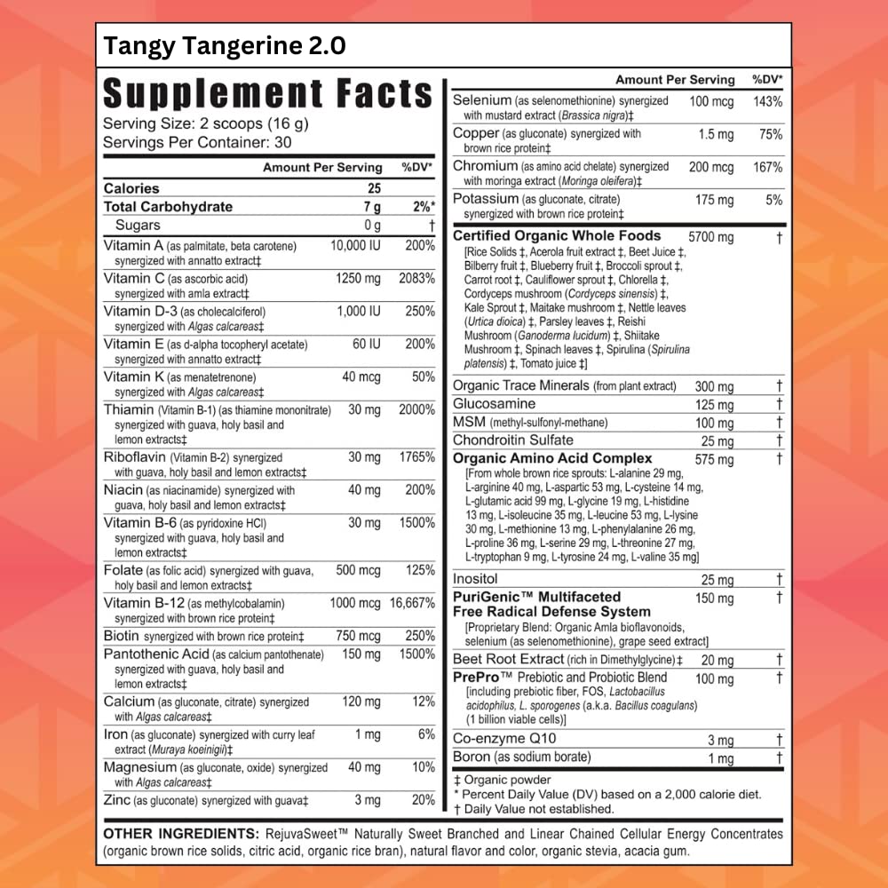 Información nutricional de Tangy Tangerine 2.0