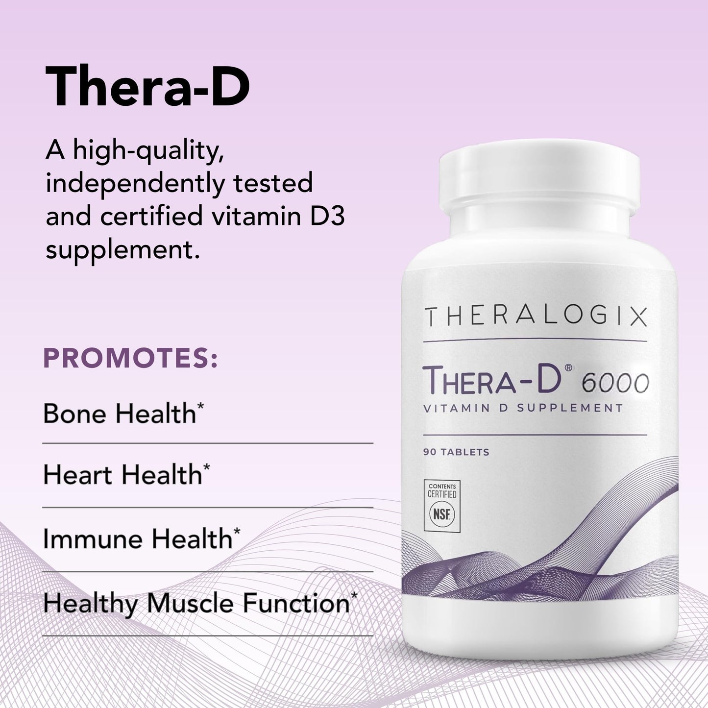 Información nutricional Thera-D 6000 IU para huesos y sistema inmune