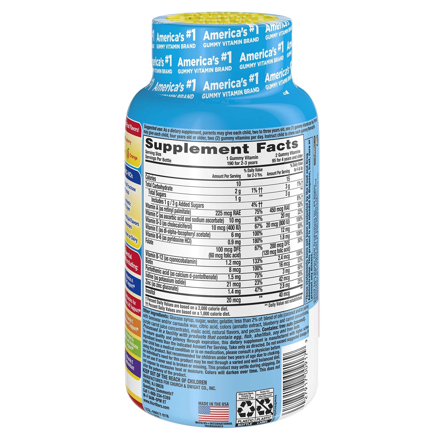 Información nutricional de las multivitaminas Vitafusion