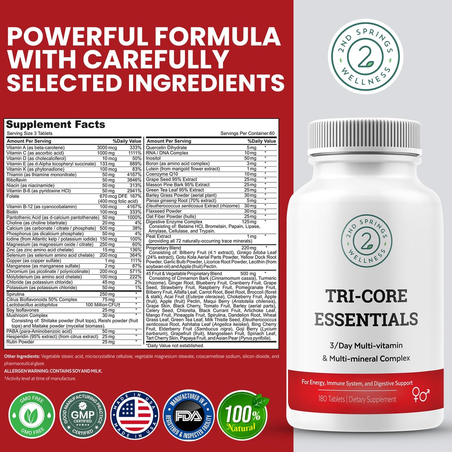 Información suplementaria Tri-Core Essentials multivitamínico