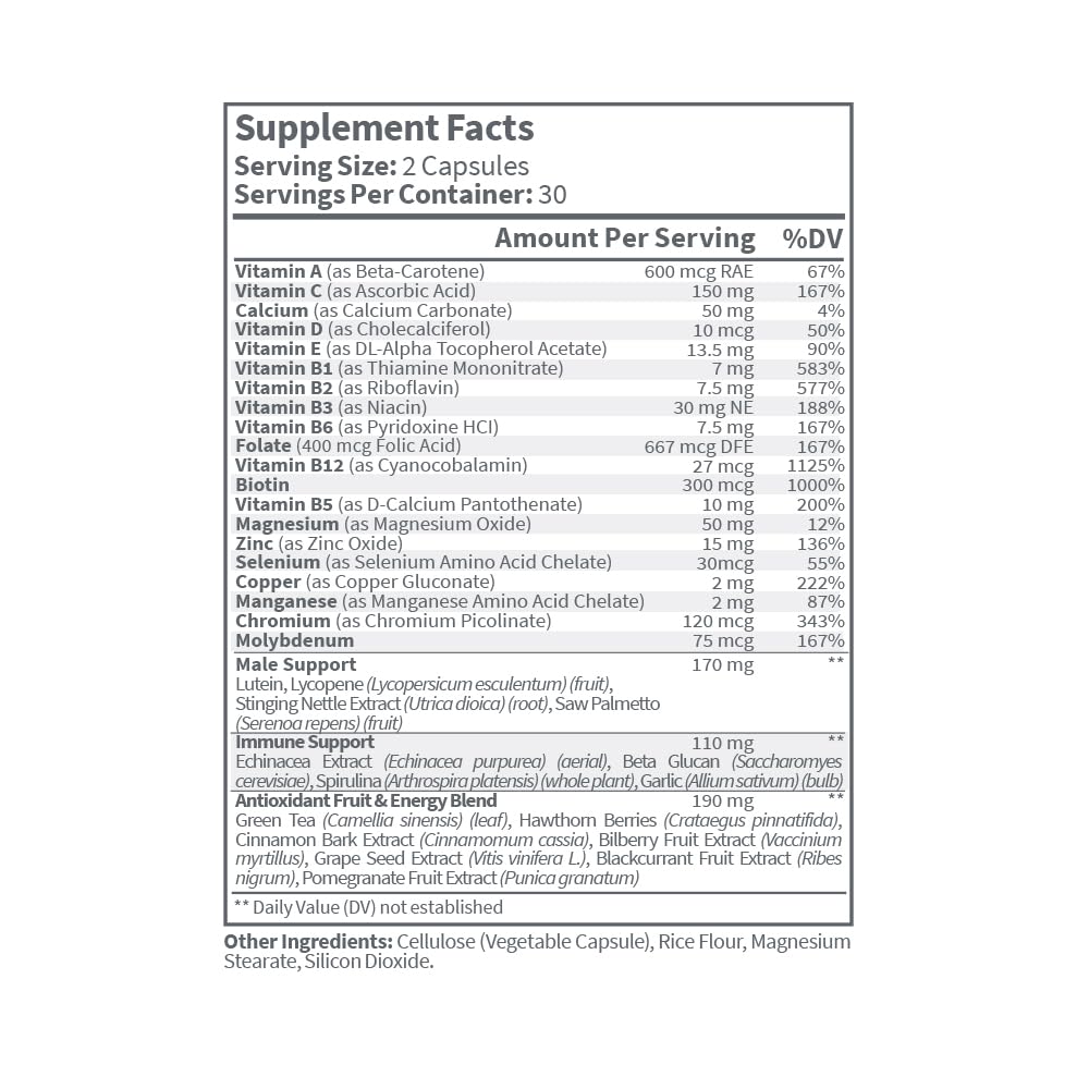 Información de suplementos del multivitamínico para hombres