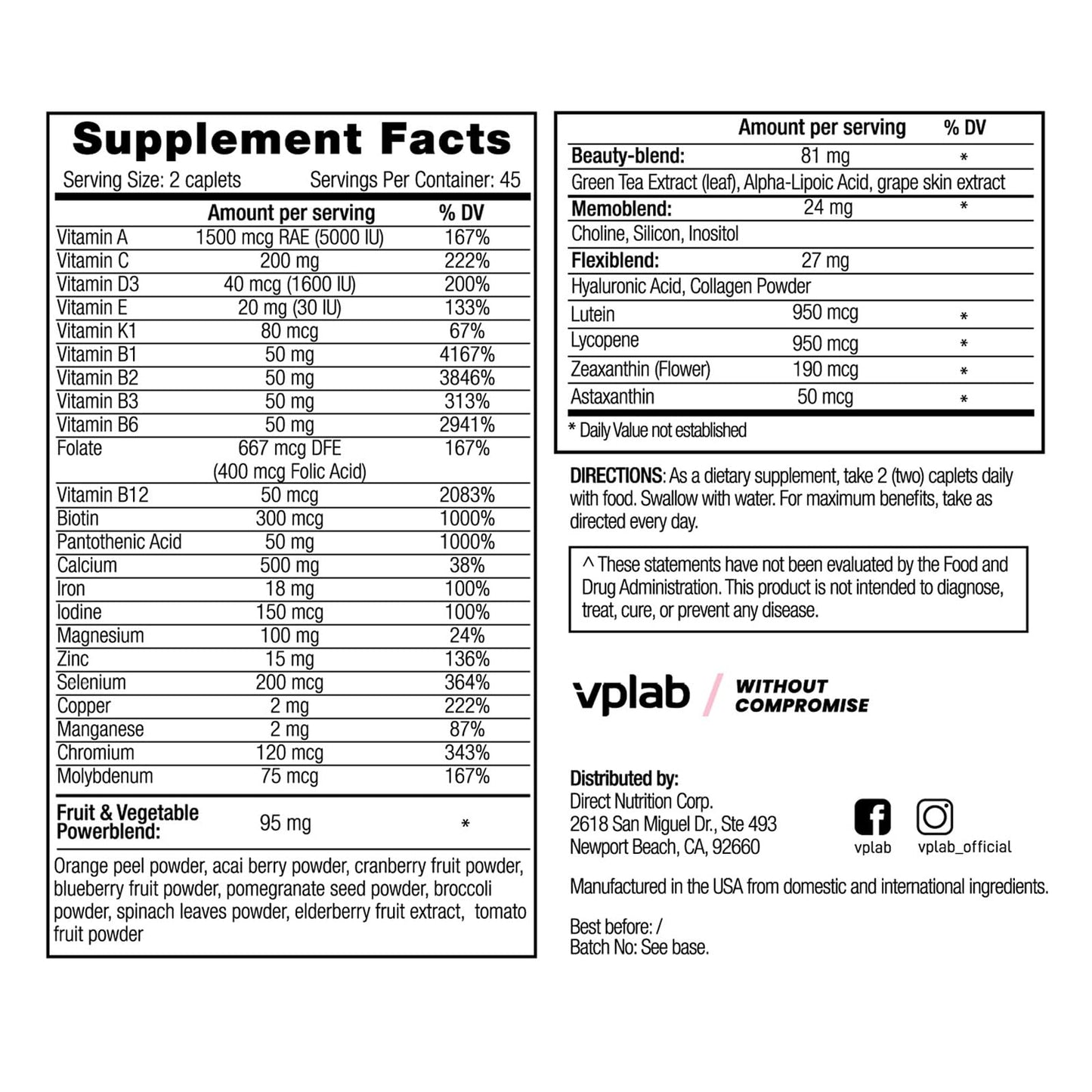 Información de Suplementos VPLab