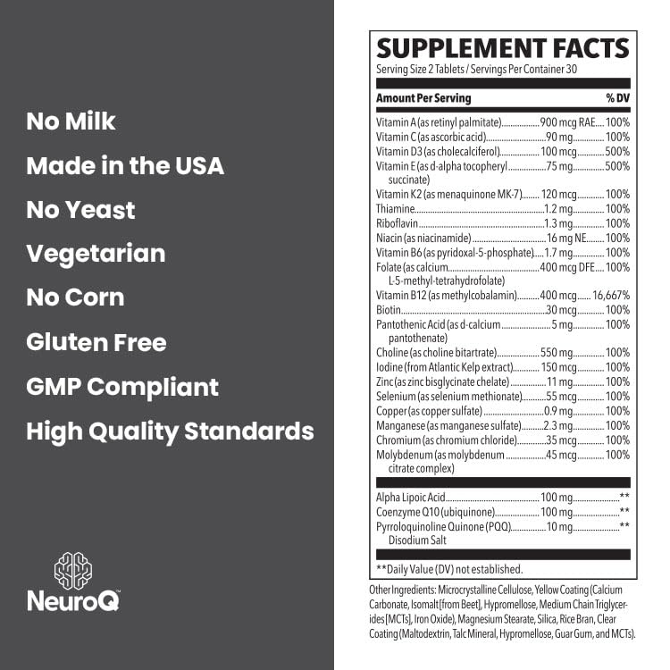 ingredientes de alta calidad en NeuroQ multivitamínico