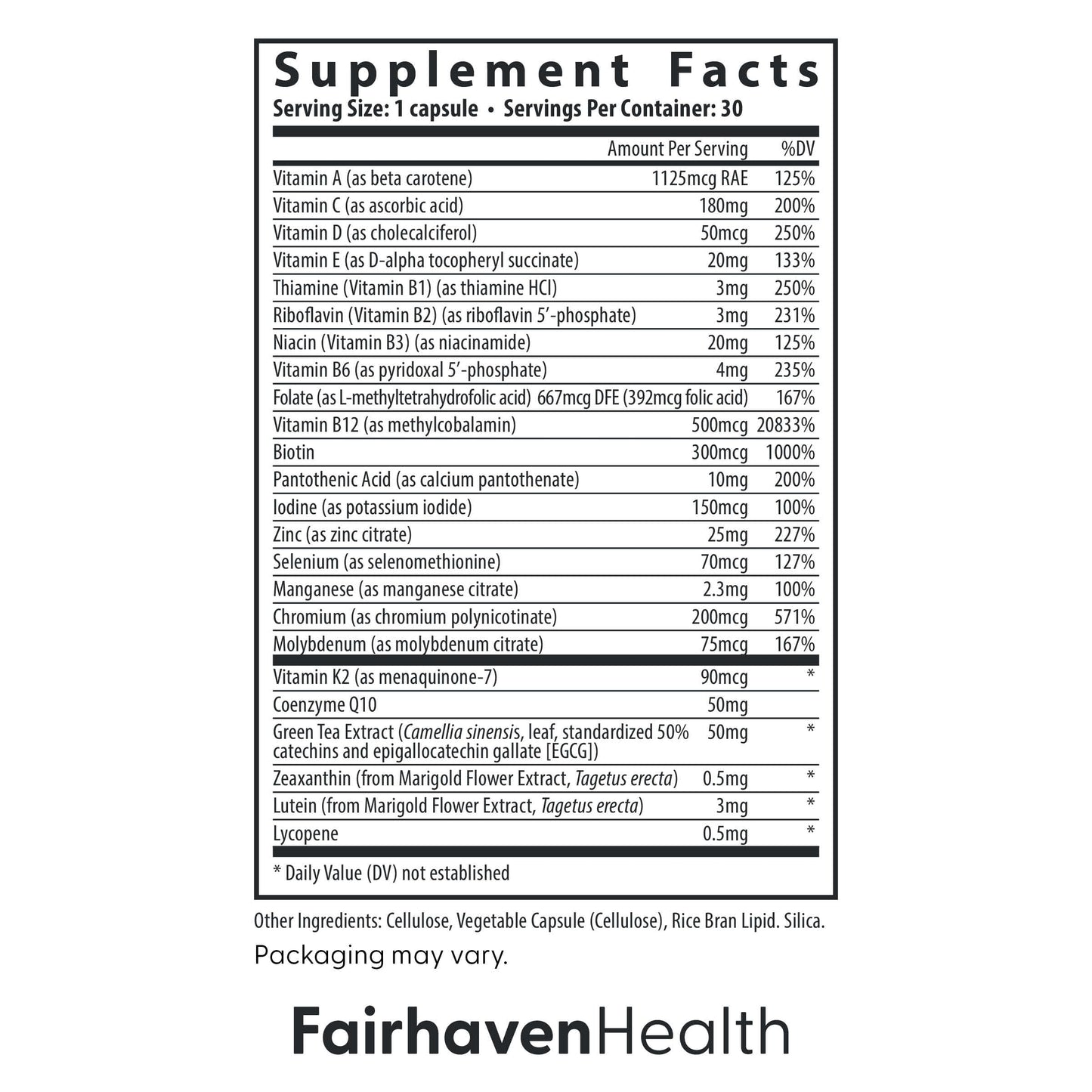 Ingrediente y beneficios de multivitamínicos Fairhaven Health