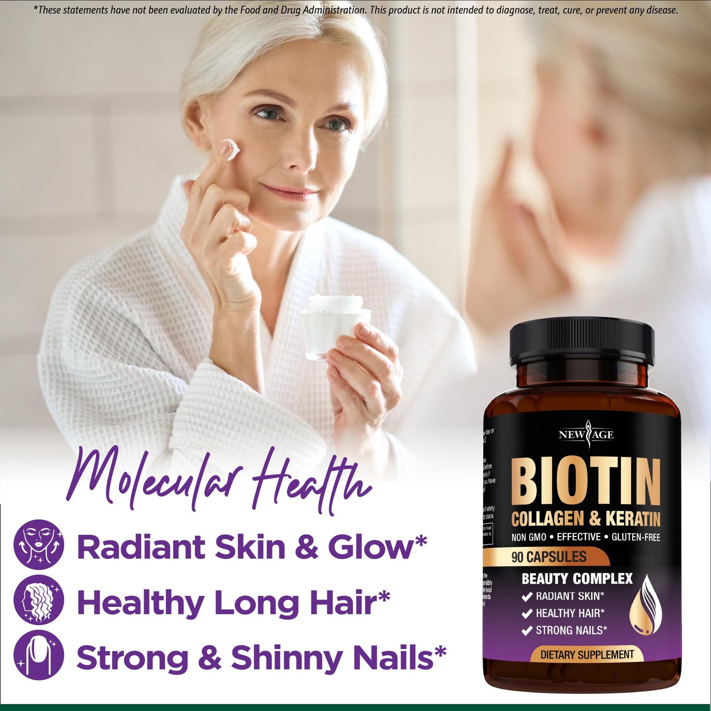 Ingredientes claves biotina, colágeno, MSM en New Age