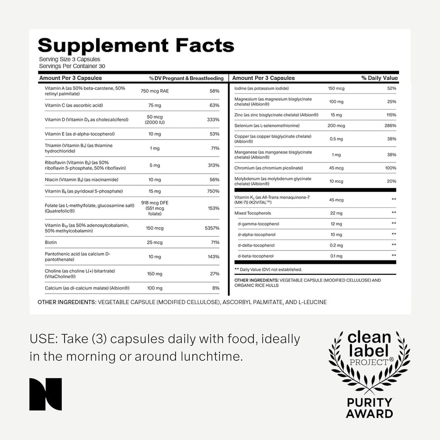 ingredientes claves multivitamínico needed para mujeres