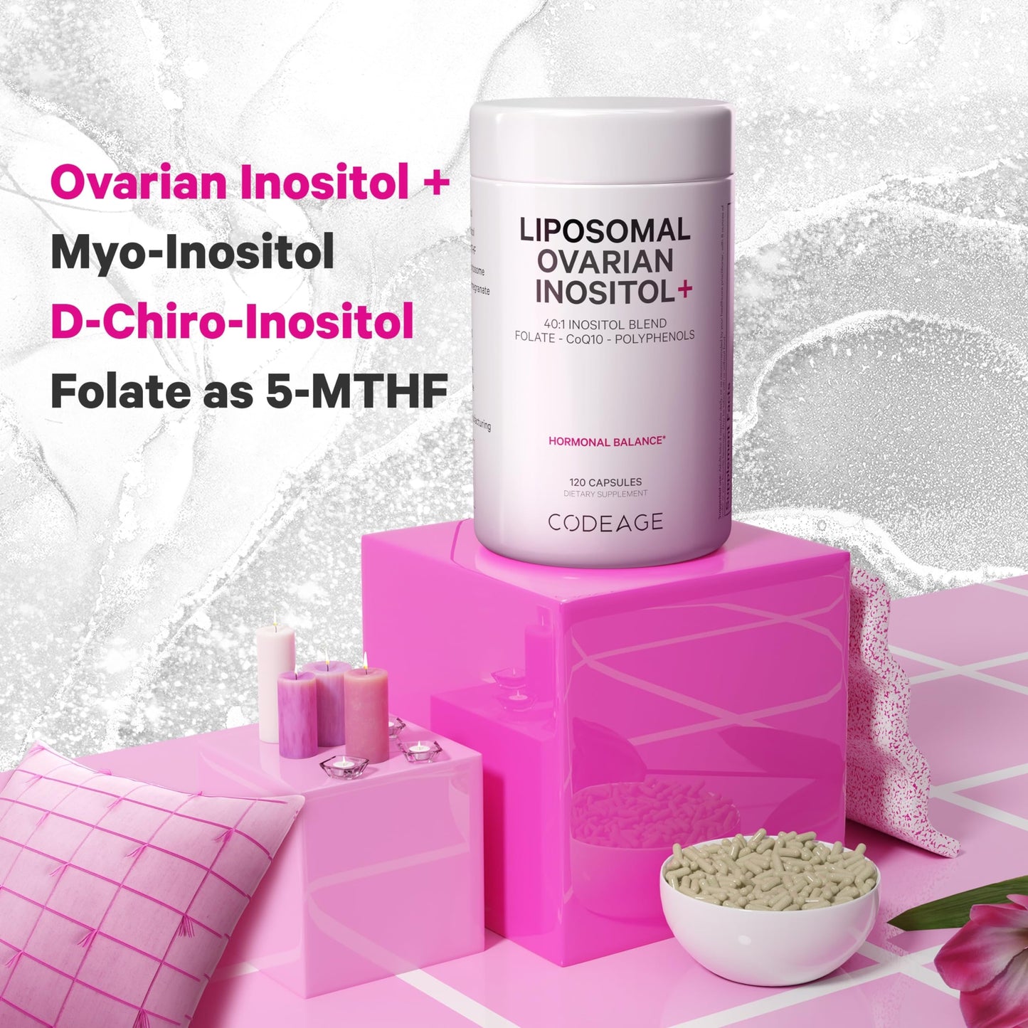 Ingredientes active Codeage Ovarian Inositol+ con mezcla 40:1 inositol