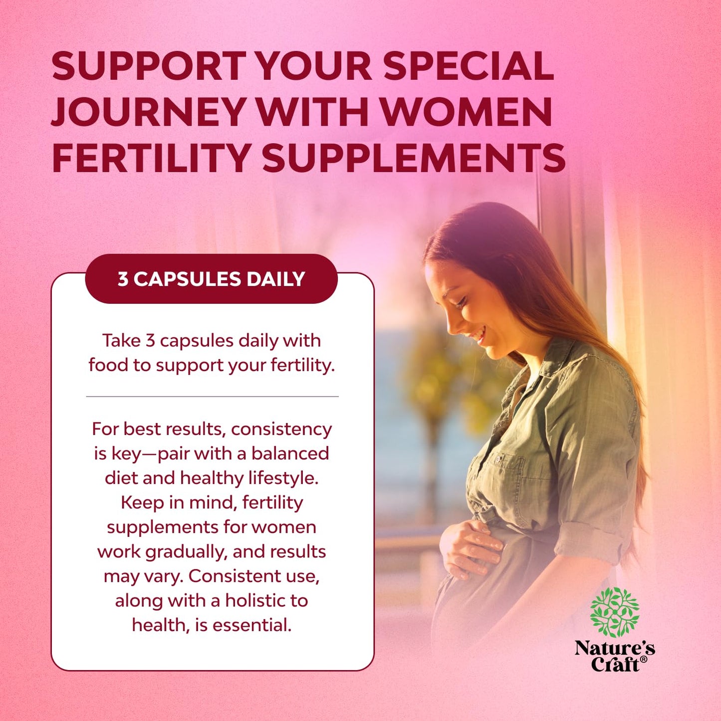 Ingredientes y etiqueta nutricional del suplemento para fertilidad femenina