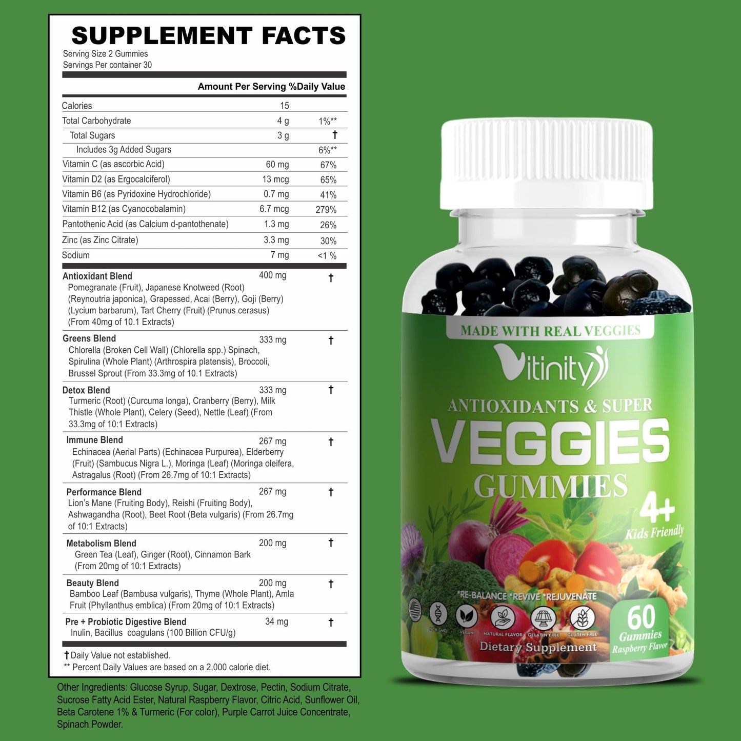Lista de ingredientes gomas de verduras VITINITY