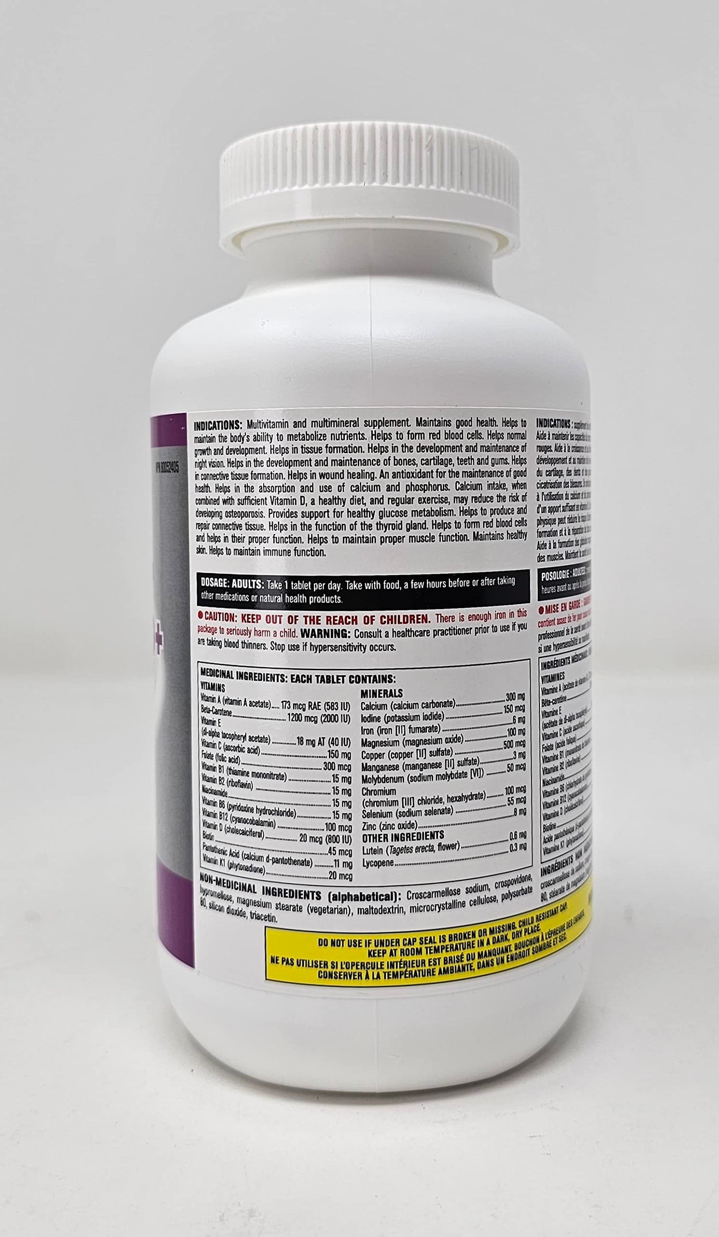 Lista de ingredientes Multivitaminas Kirkland Mujeres 50+