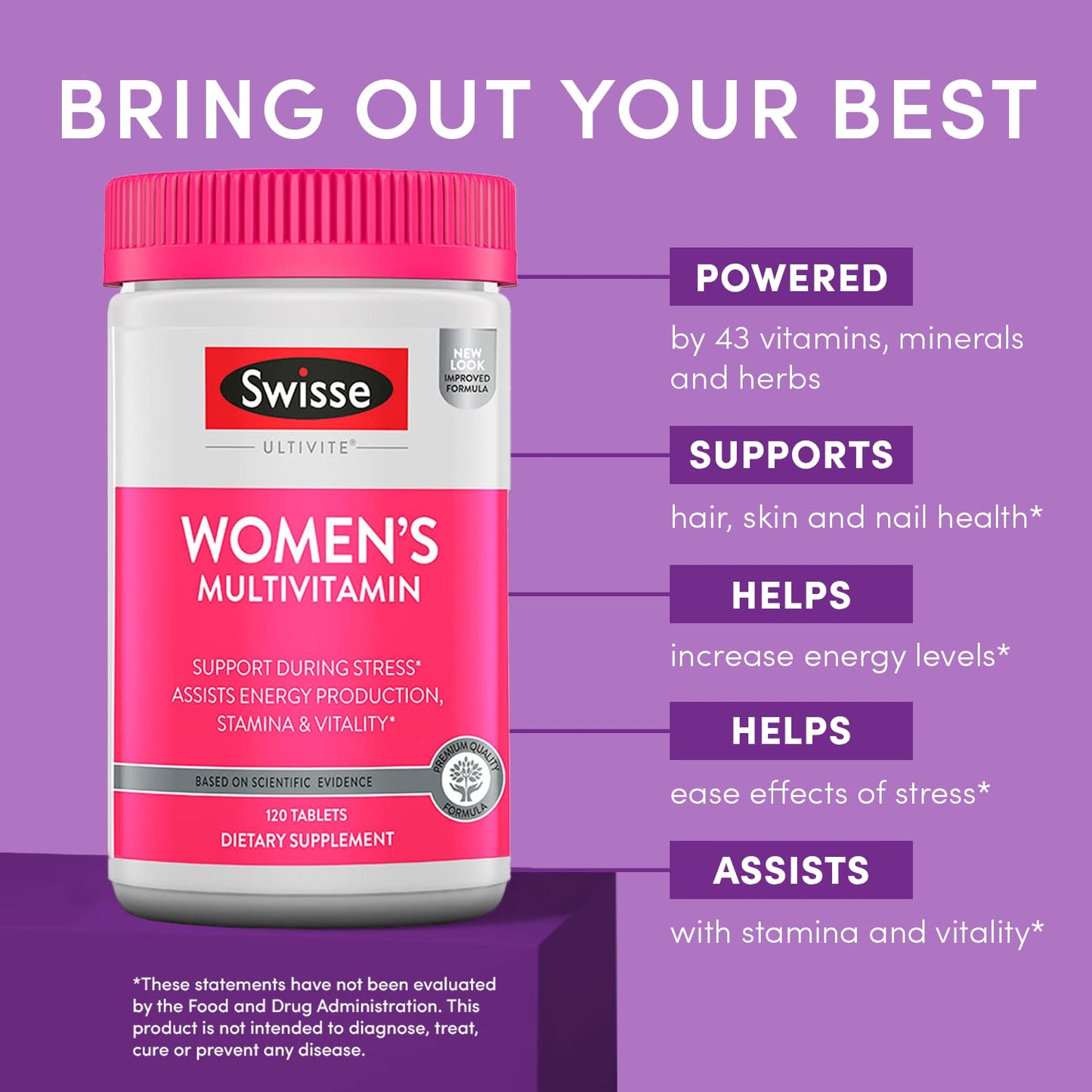 Lista de ingredientes del multivitamínico Swisse para mujeres