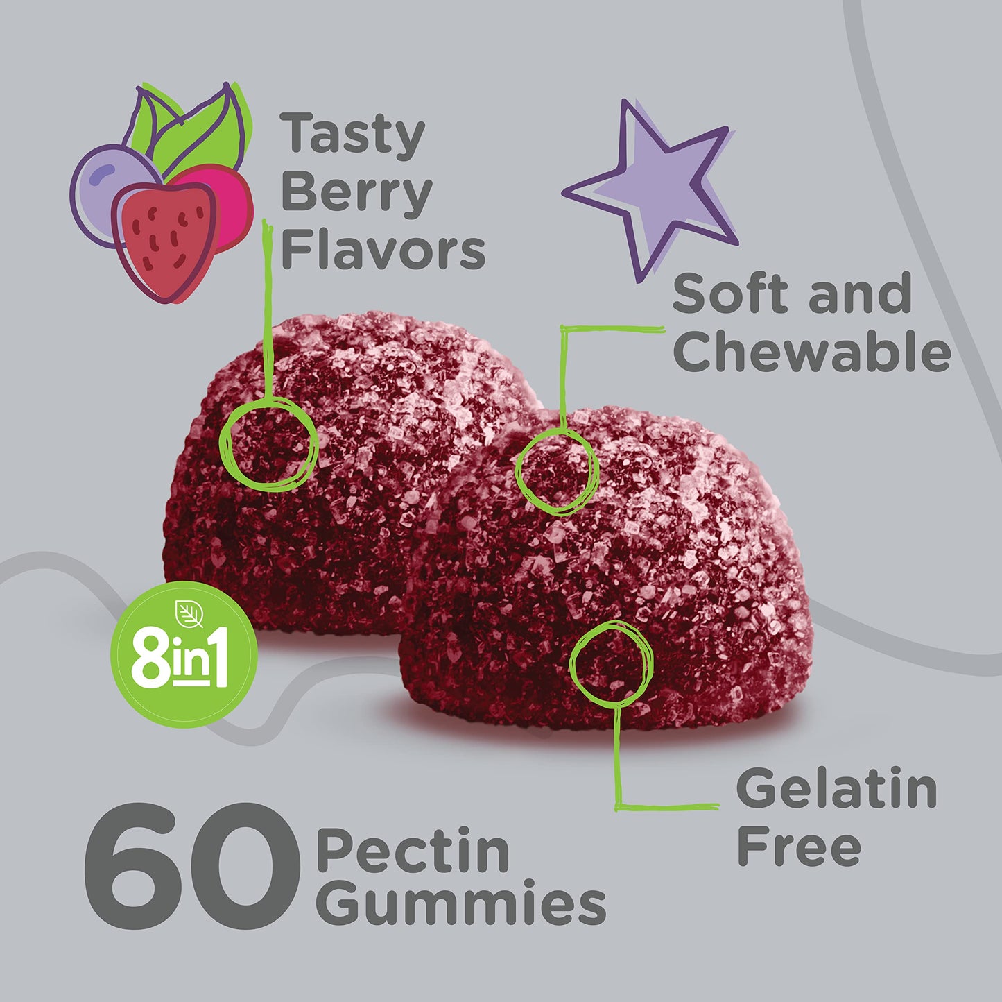 Ingredientes naturales de gomitas multivitamínicas para niños