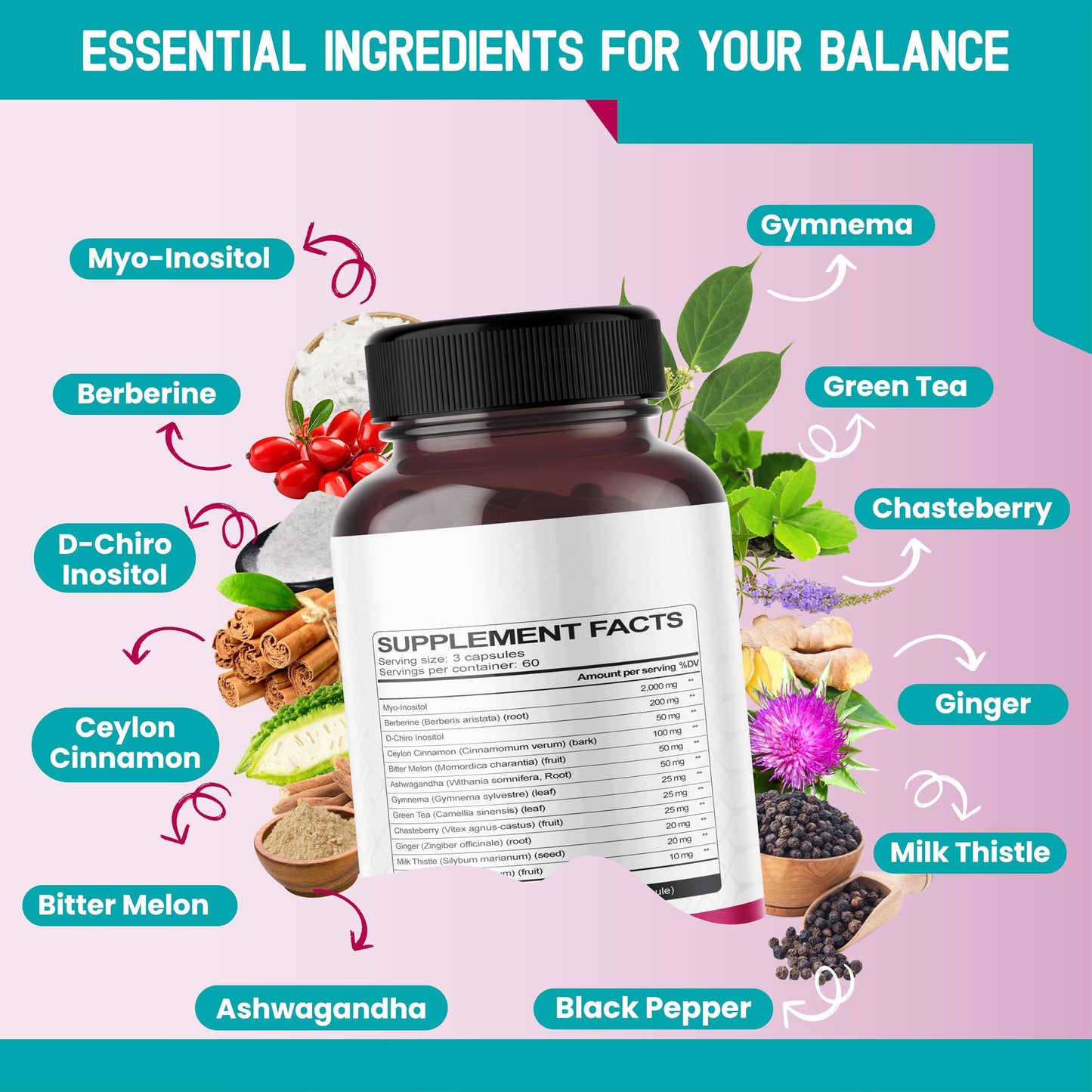 Suplemento HarmoVira ingredientes naturales para equilibrio hormonal