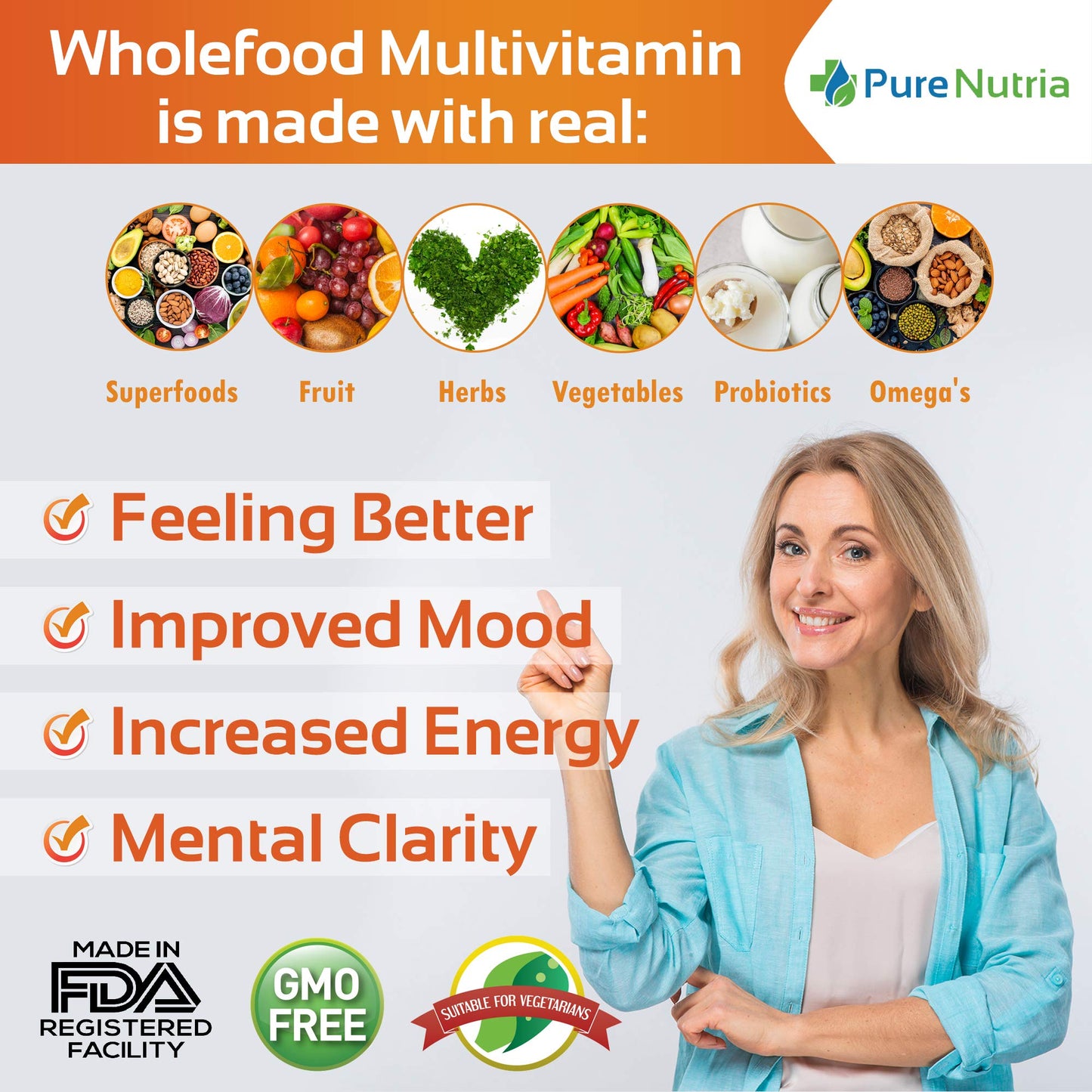 Ingredientes naturales del multivitamínico PureNutria