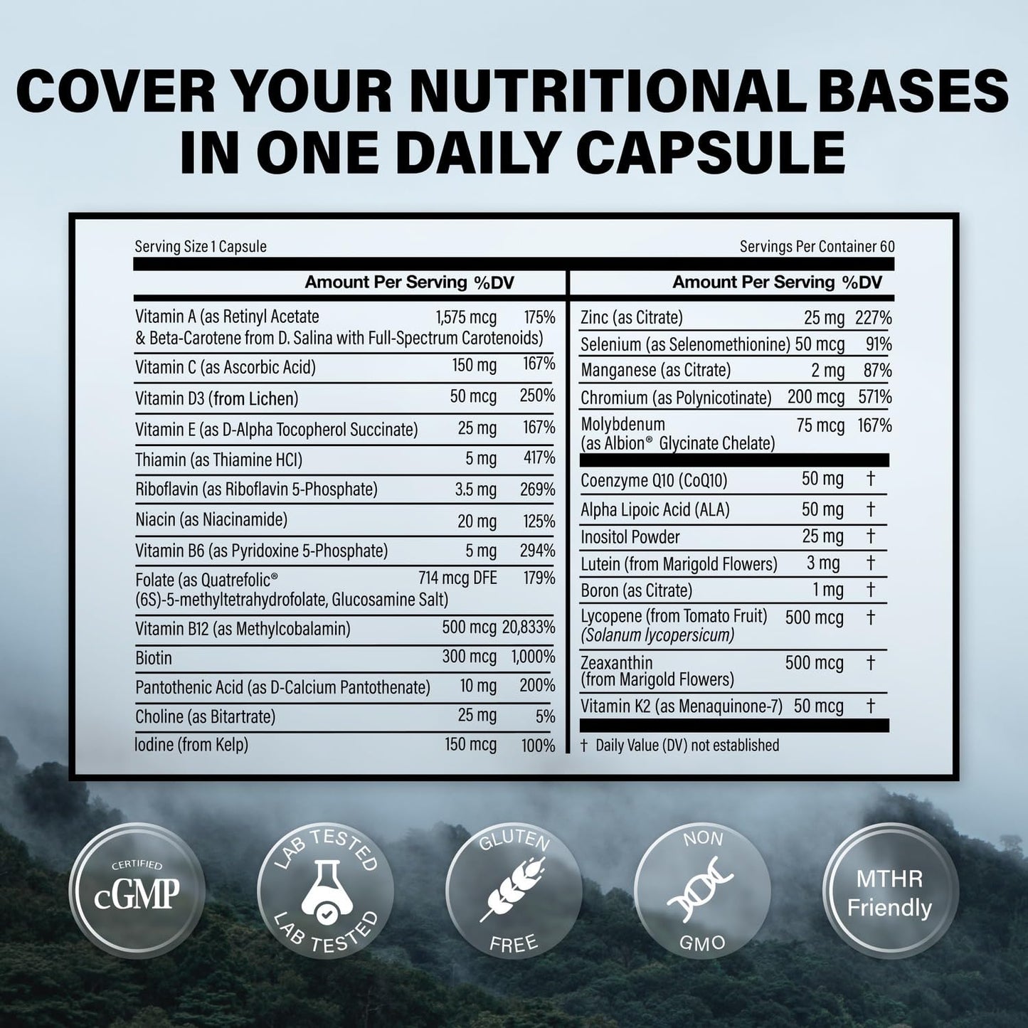 ingredientes naturales multivitamínico sin gluten wild