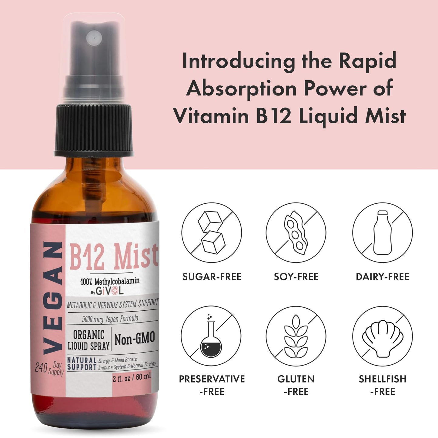 Ingredientes naturales spray B12 GIVOL sin edulcorantes