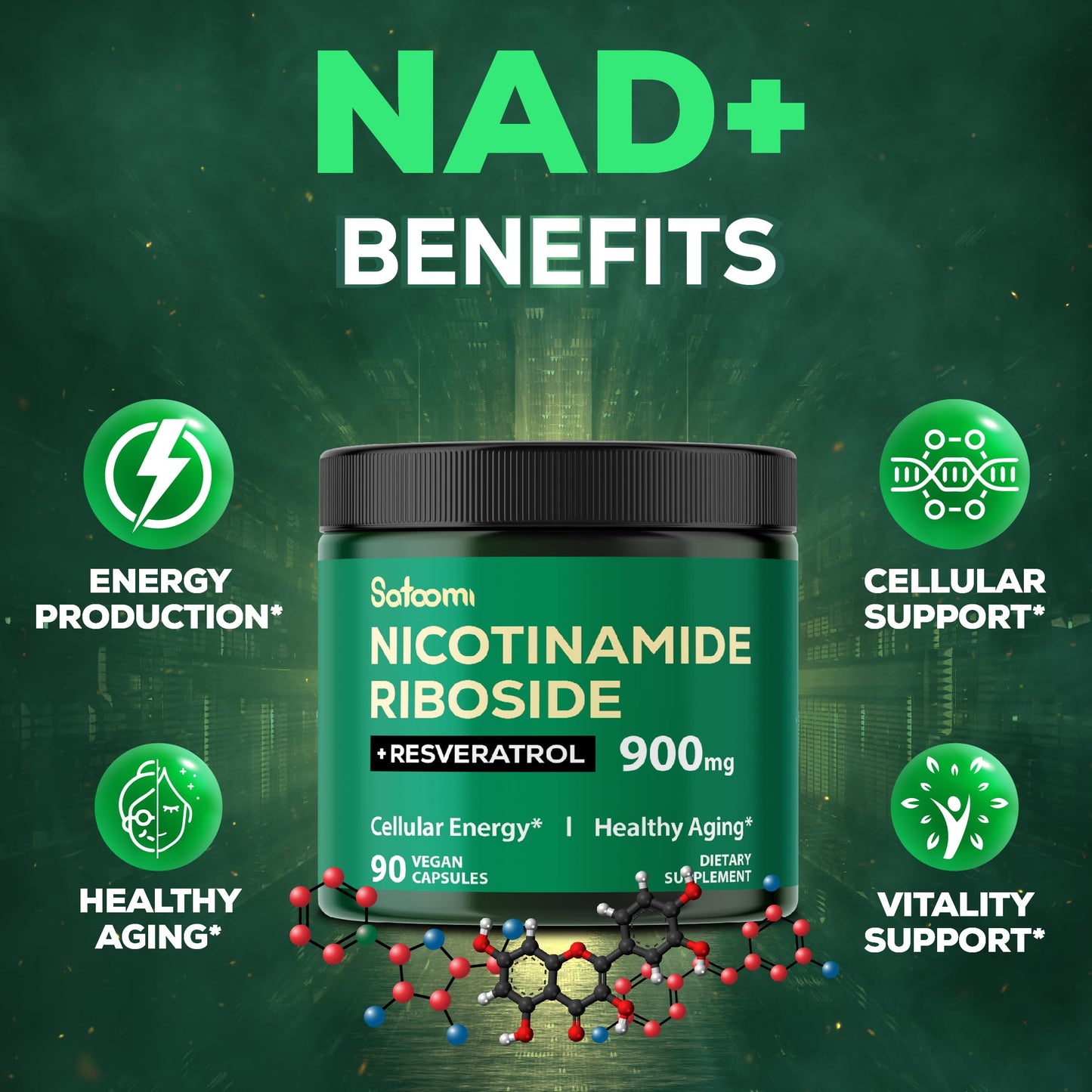 Ingredientes naturales suplemento NAD plus Satoomi