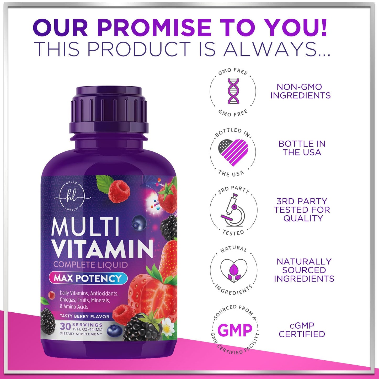 Ingredientes premium en multivitamina líquida para la familia