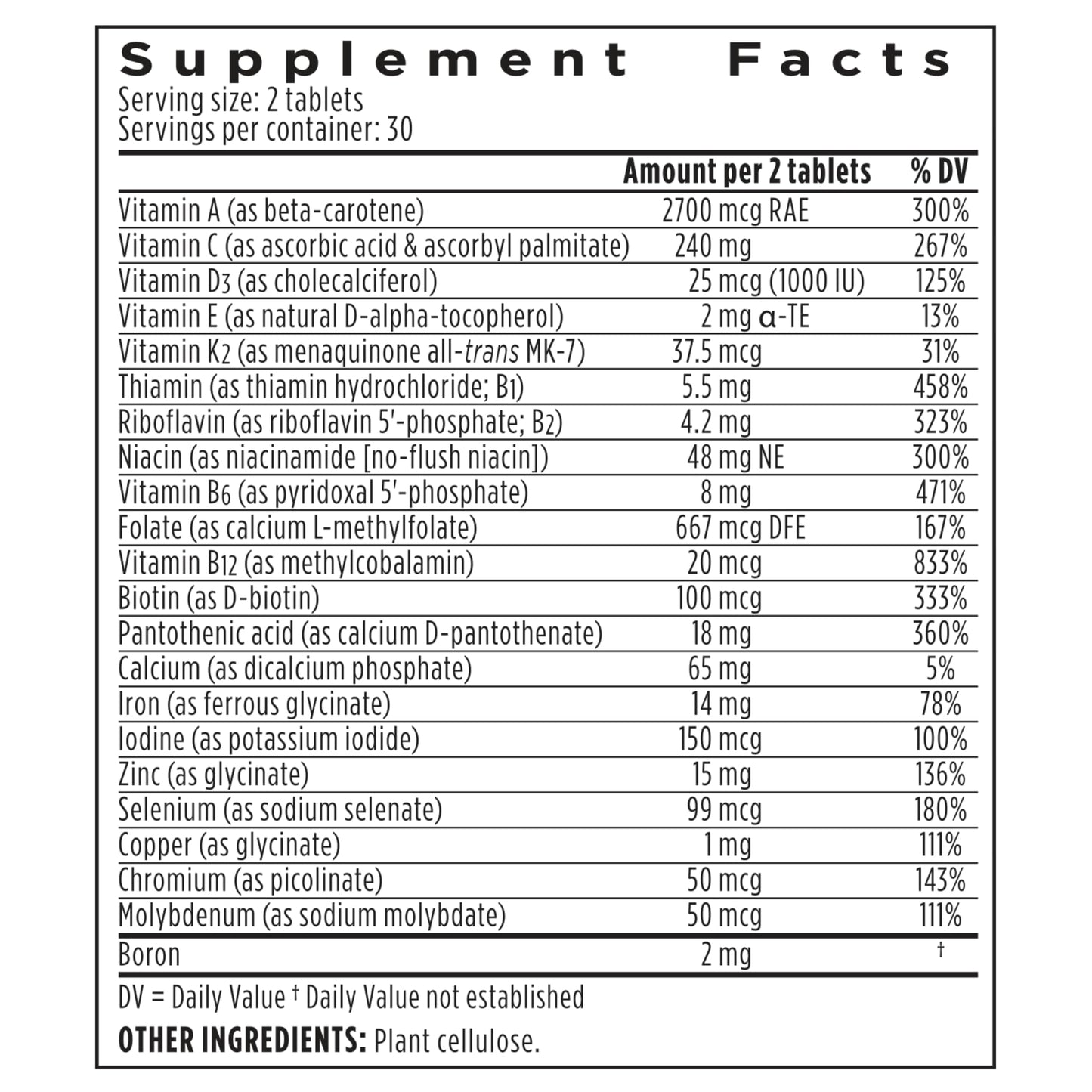 Ingredientes puros multivitamínico Igennus