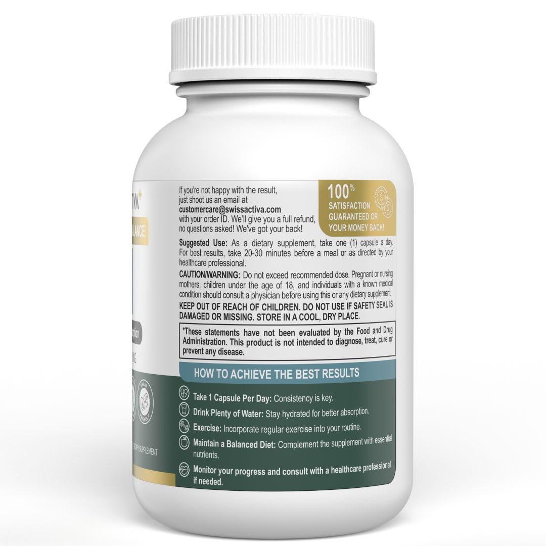 Ingredientes puros Swiss Activa+ para salud reproductiva femenina