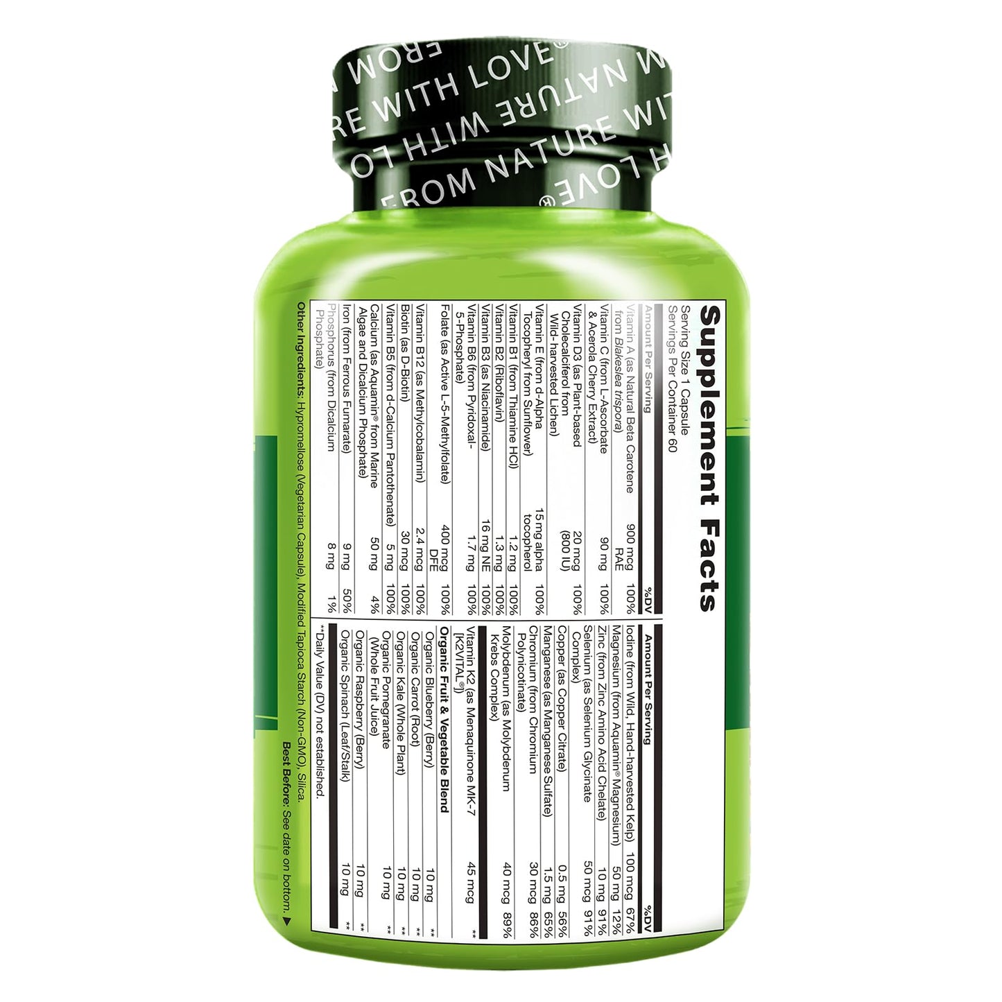 Ingredientes y suplementación del multivitamínico para mujeres NATURELO
