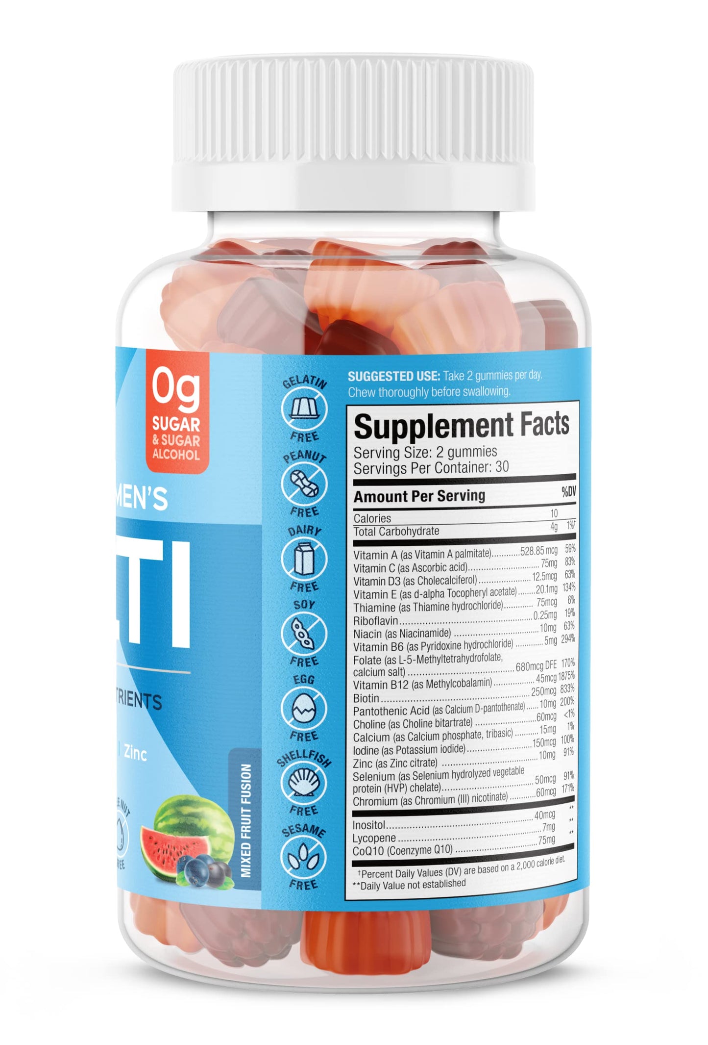 Ingredientes y valores nutricionales de multivitamínico SUKU.