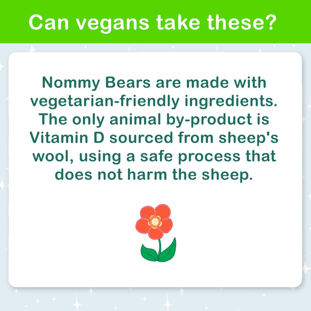 Ingredientes amigables para vegetarianos en Nommy Bears